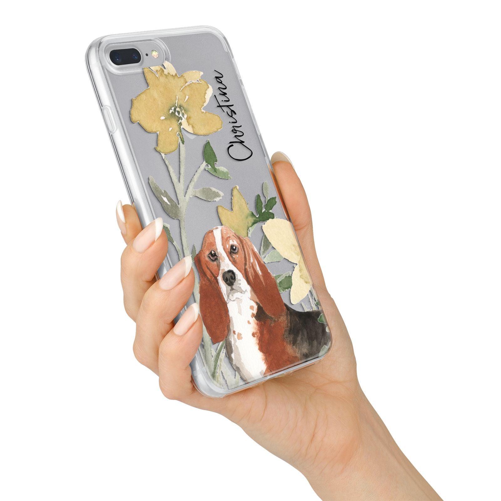 Personalised Basset Hound Dog iPhone 7 Plus Bumper Case on Silver iPhone Alternative Image