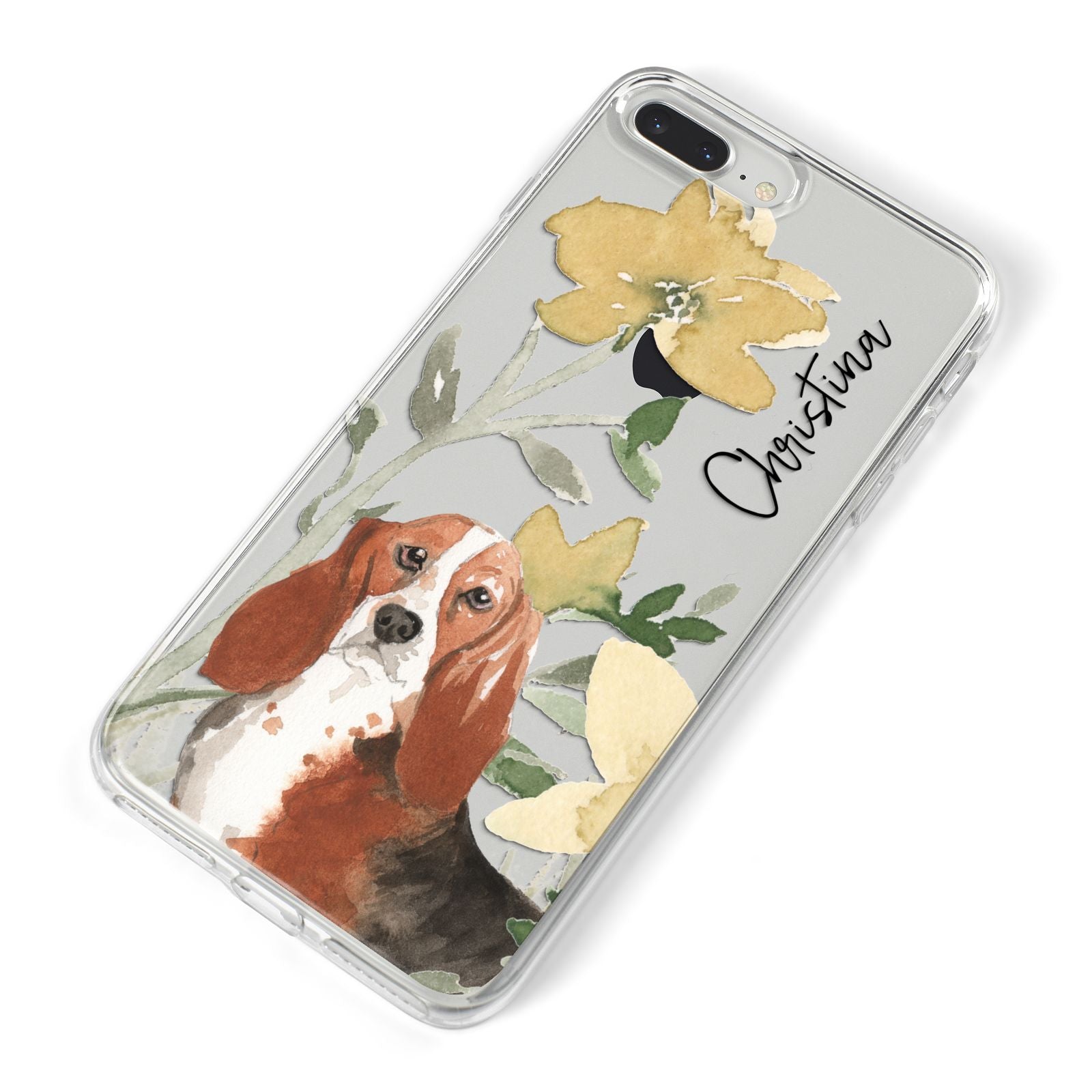 Personalised Basset Hound Dog iPhone 8 Plus Bumper Case on Silver iPhone Alternative Image