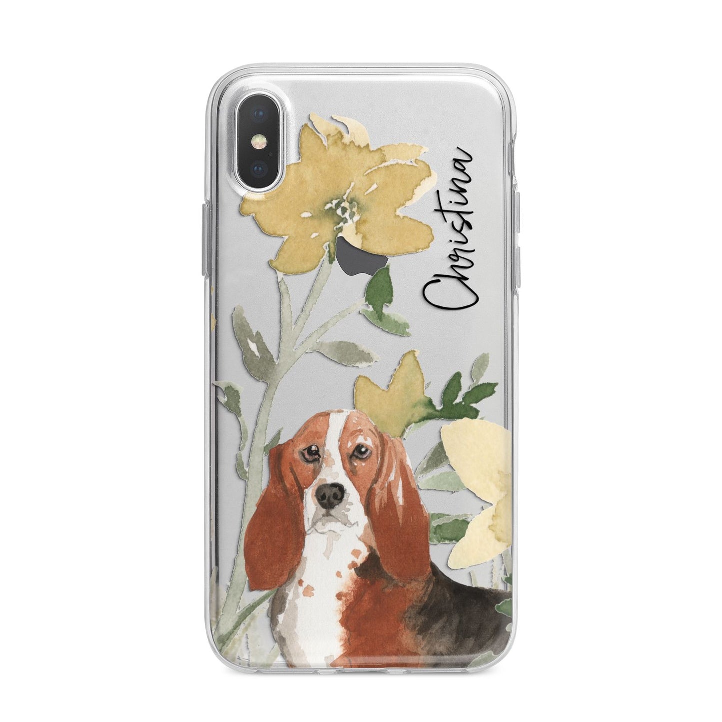 Personalised Basset Hound Dog iPhone X Bumper Case on Silver iPhone Alternative Image 1