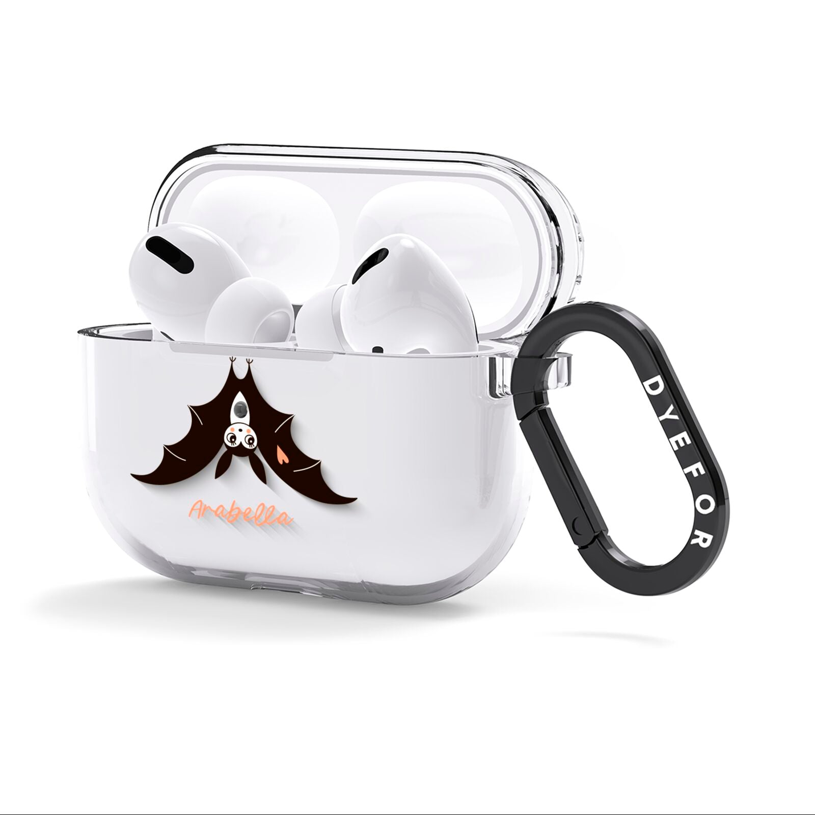Personalised Bat With Name AirPods Clear Case 3rd Gen Side Image