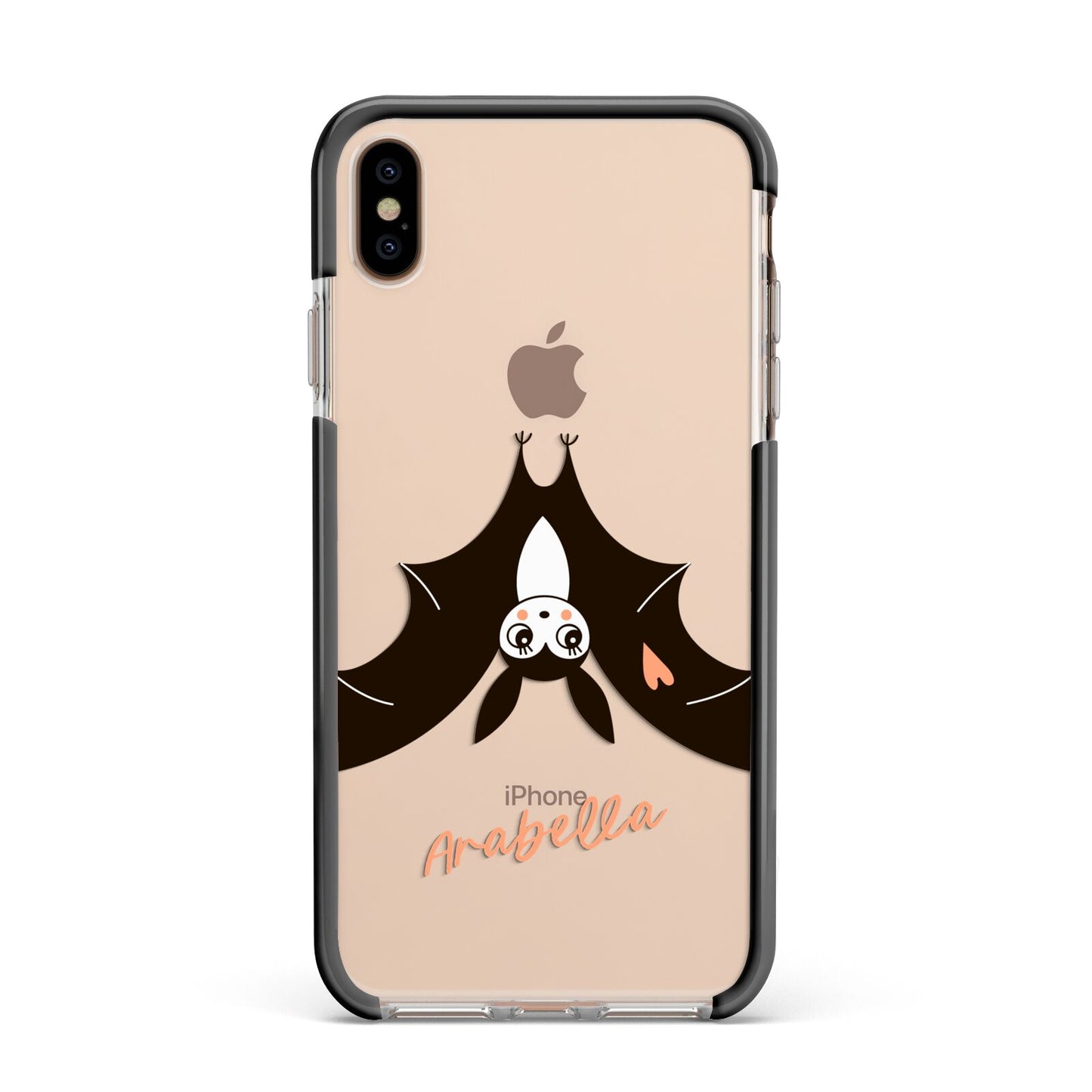 Personalised Bat With Name Apple iPhone Xs Max Impact Case Black Edge on Gold Phone