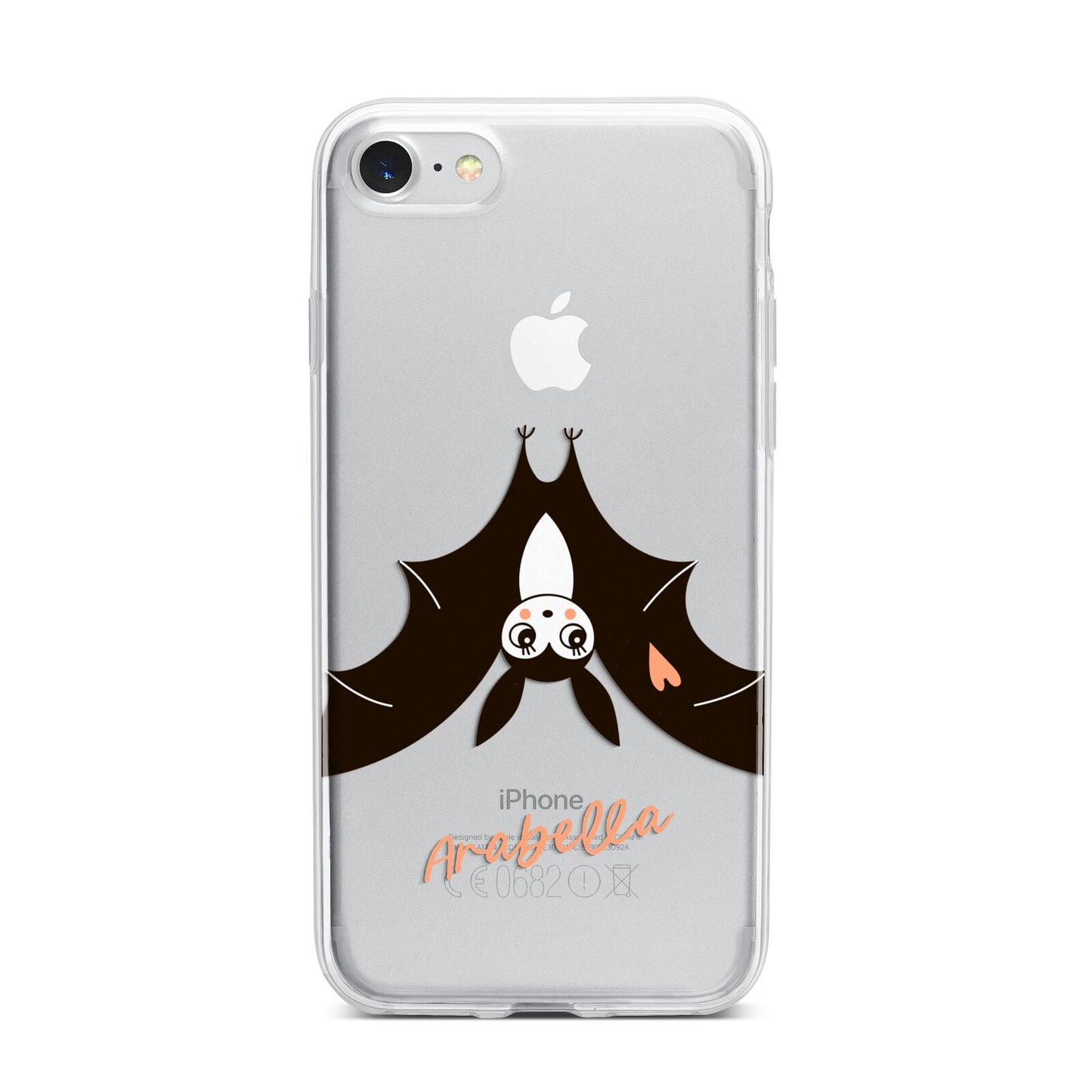 Personalised Bat With Name iPhone 7 Bumper Case on Silver iPhone