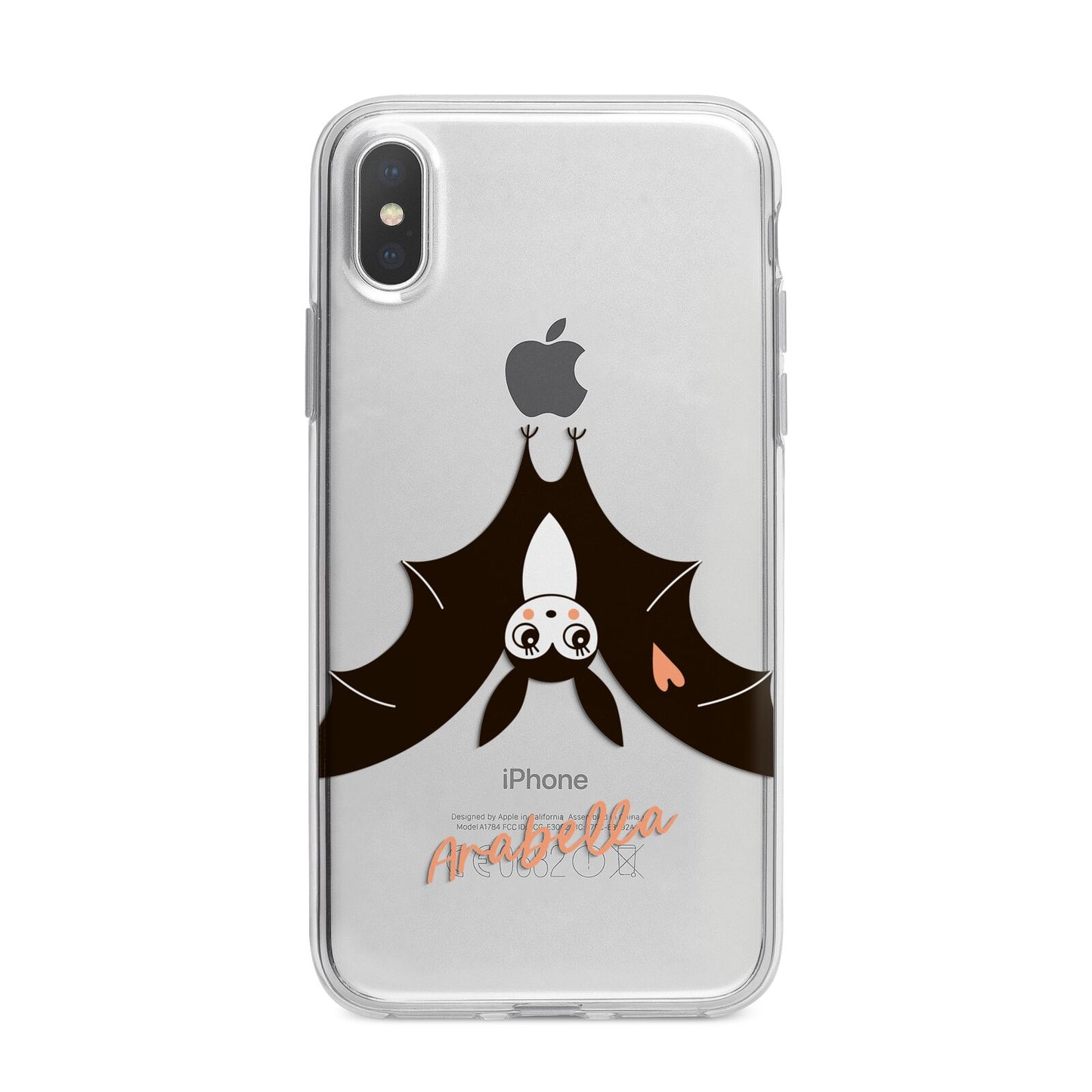Personalised Bat With Name iPhone X Bumper Case on Silver iPhone Alternative Image 1