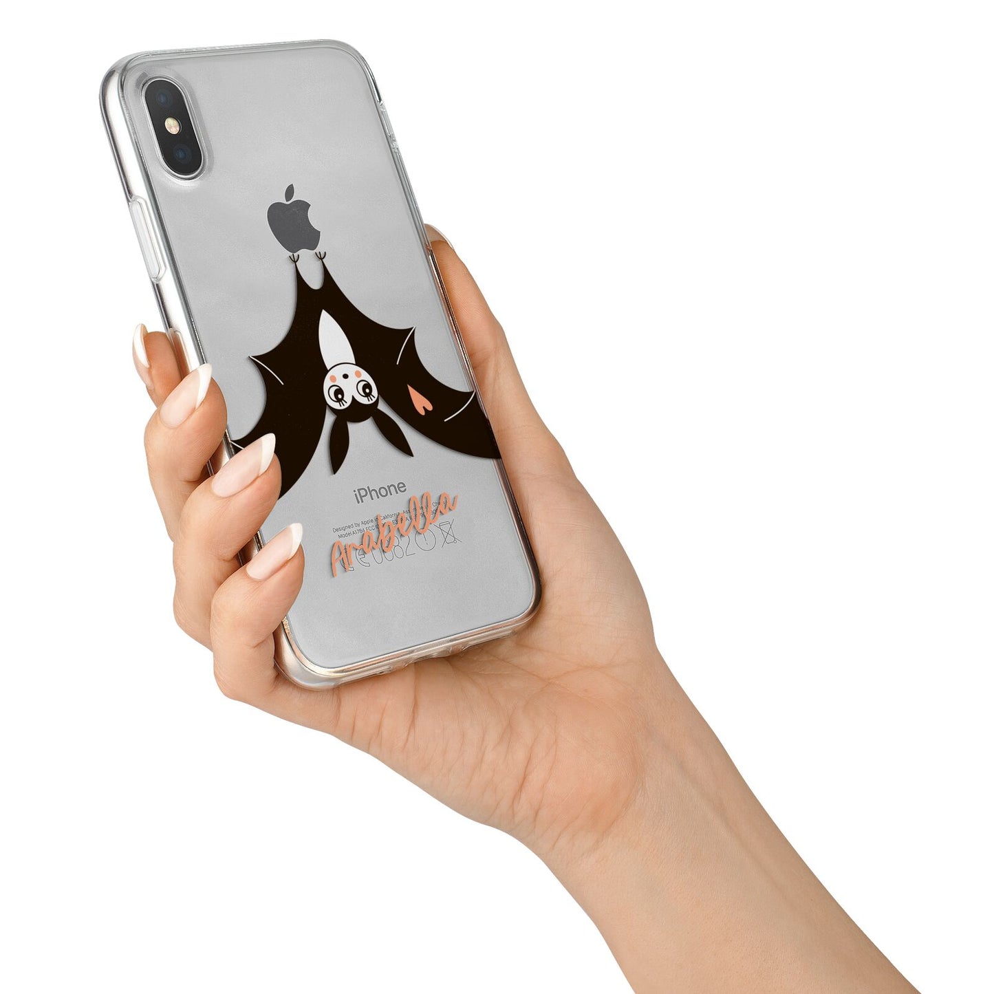Personalised Bat With Name iPhone X Bumper Case on Silver iPhone Alternative Image 2