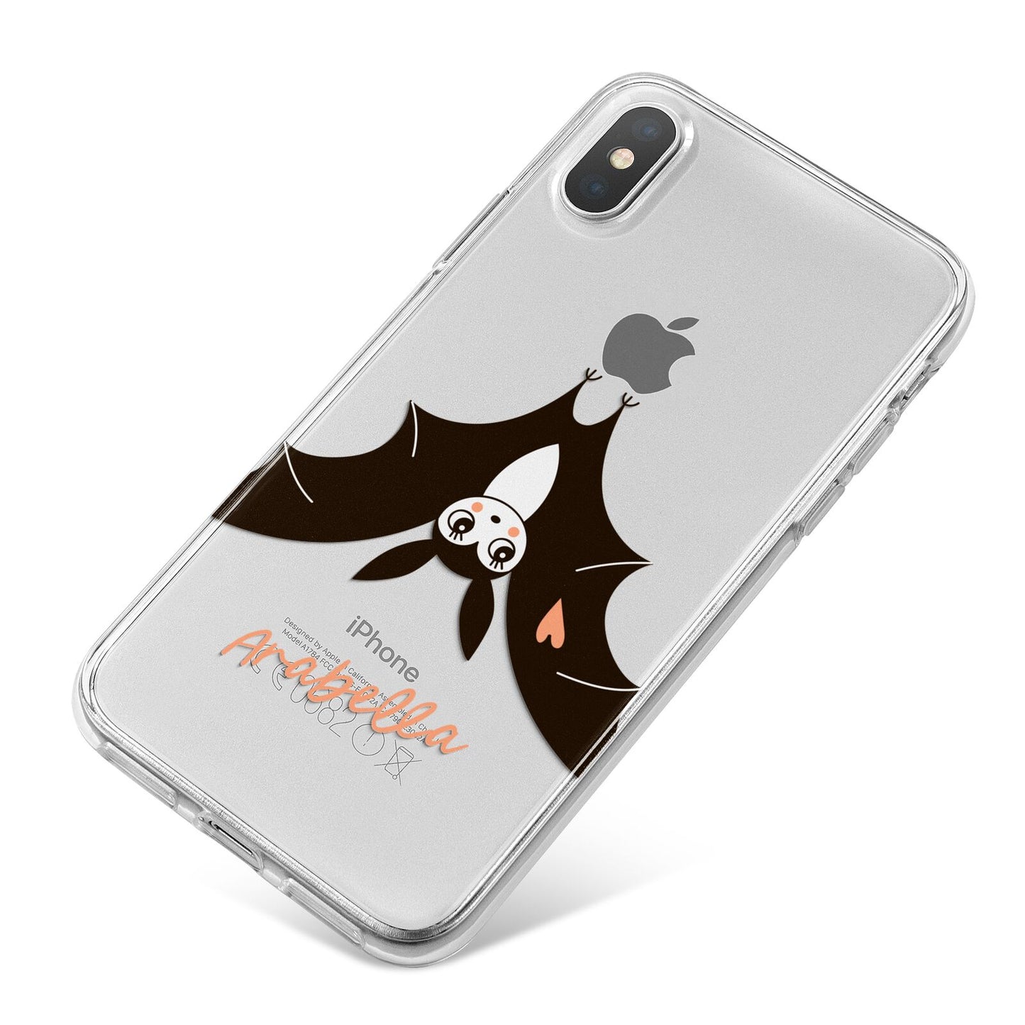 Personalised Bat With Name iPhone X Bumper Case on Silver iPhone