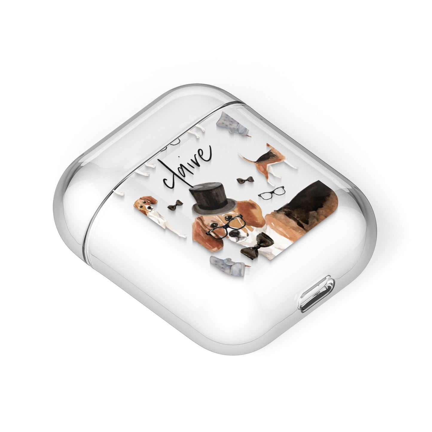 Personalised Beagle Dog AirPods Case Laid Flat