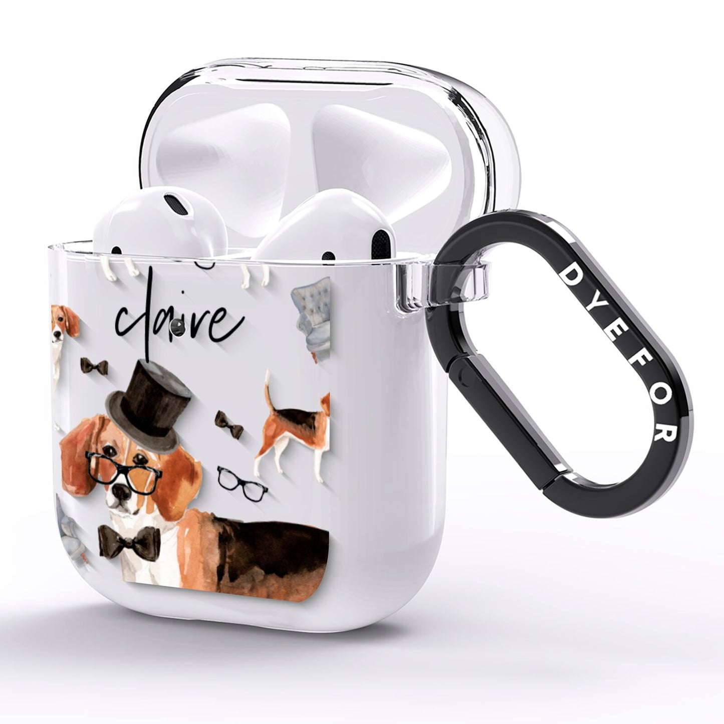 Personalised Beagle Dog AirPods Clear Case Side Image