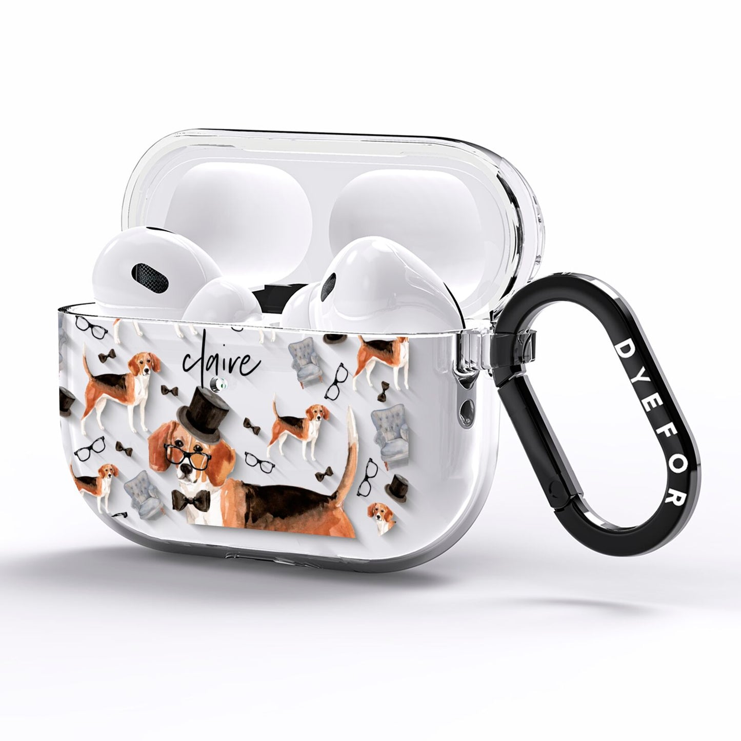Personalised Beagle Dog AirPods Pro Clear Case Side Image