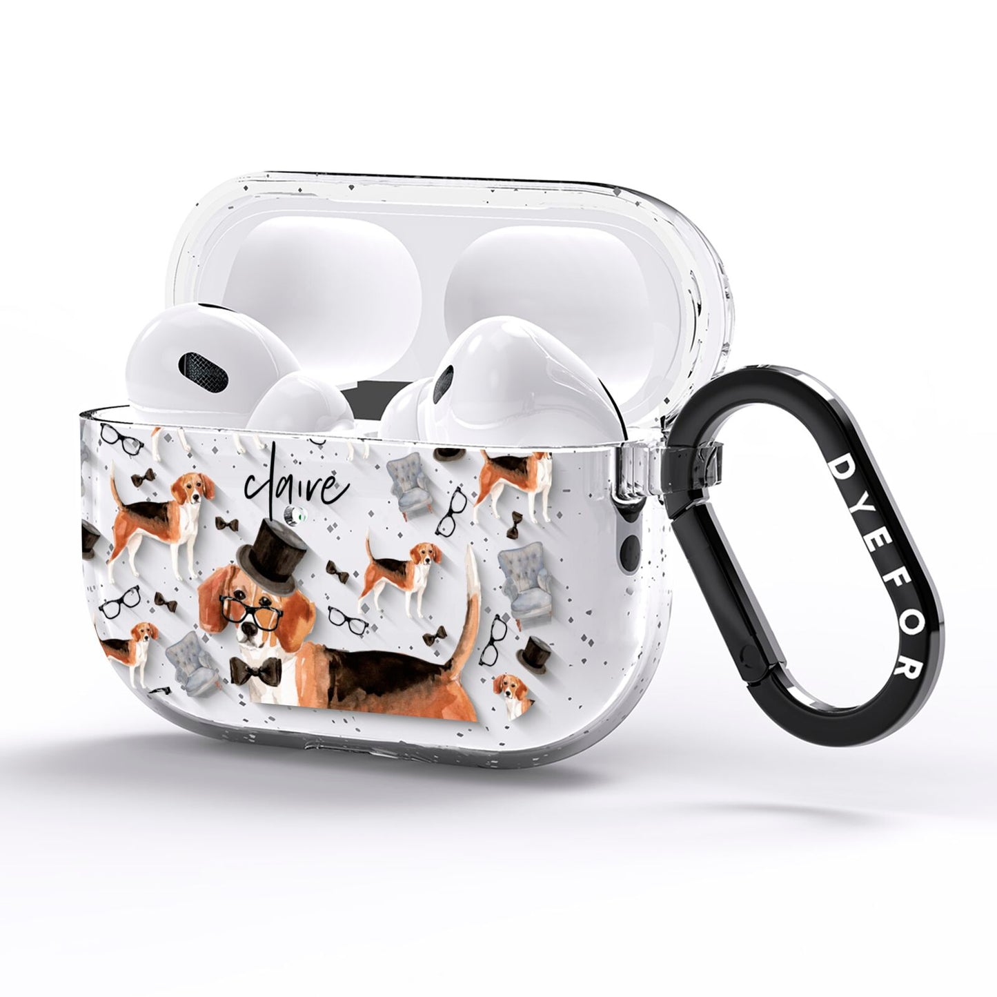 Personalised Beagle Dog AirPods Pro Glitter Case Side Image
