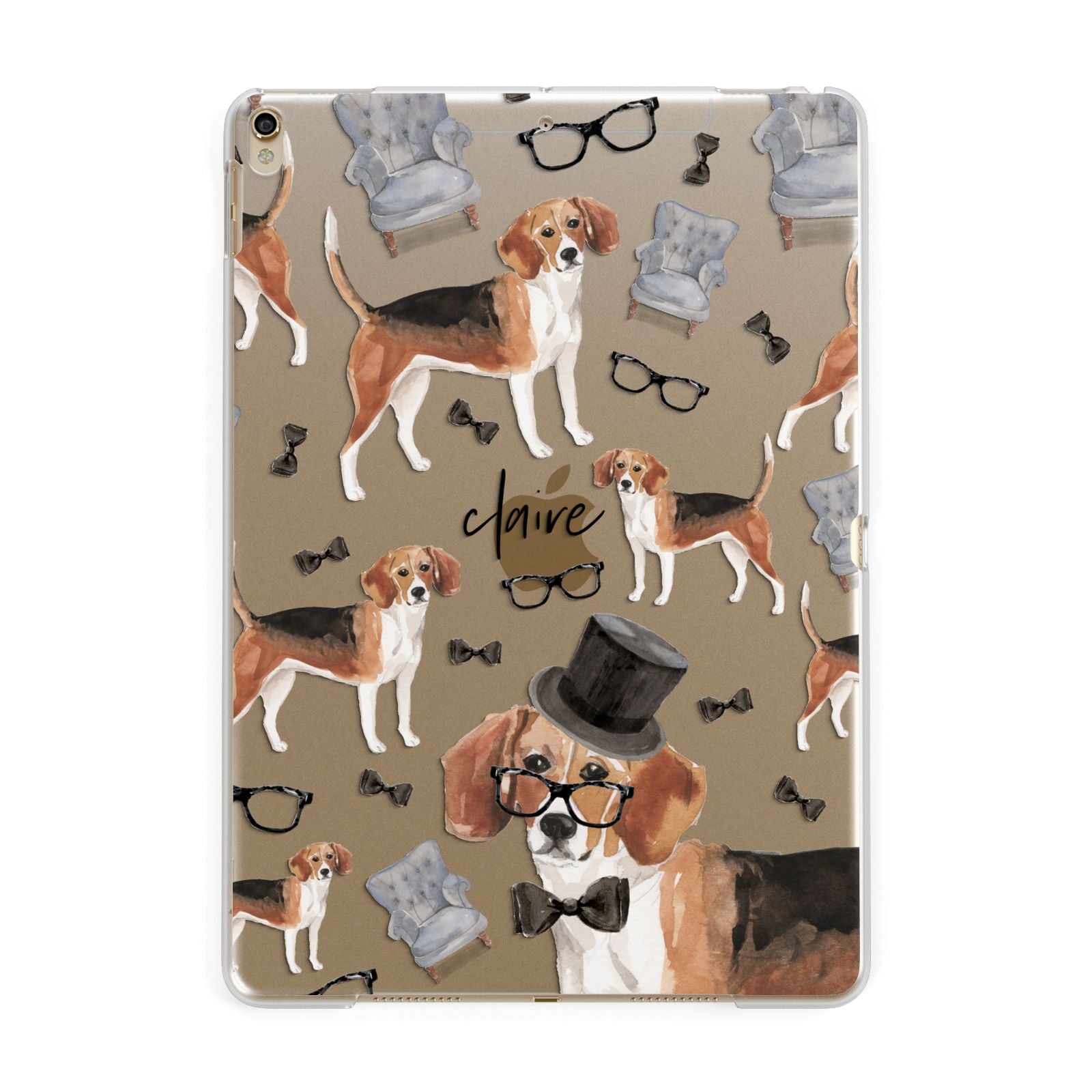 Personalised Beagle Dog Apple iPad Gold Case