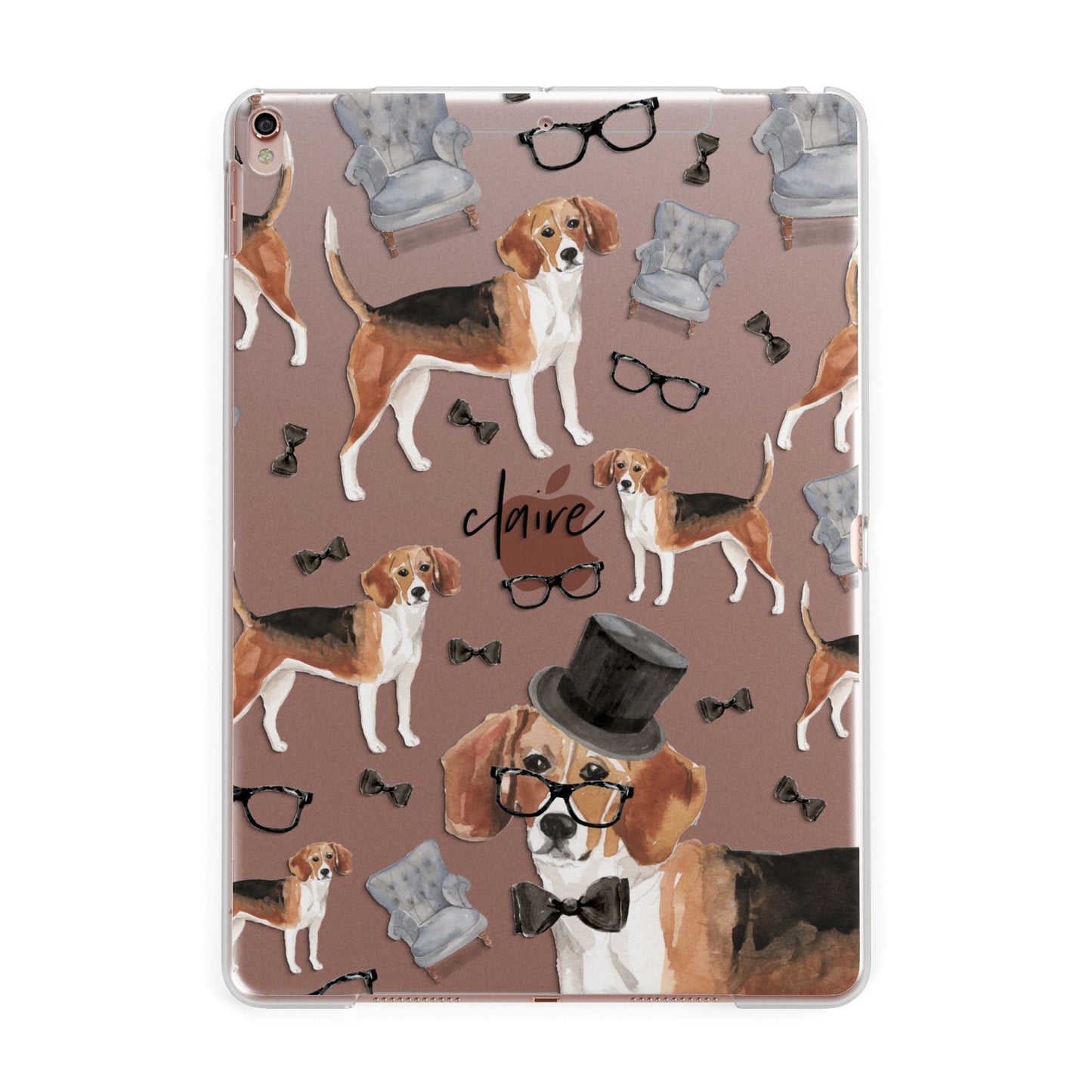 Personalised Beagle Dog Apple iPad Rose Gold Case