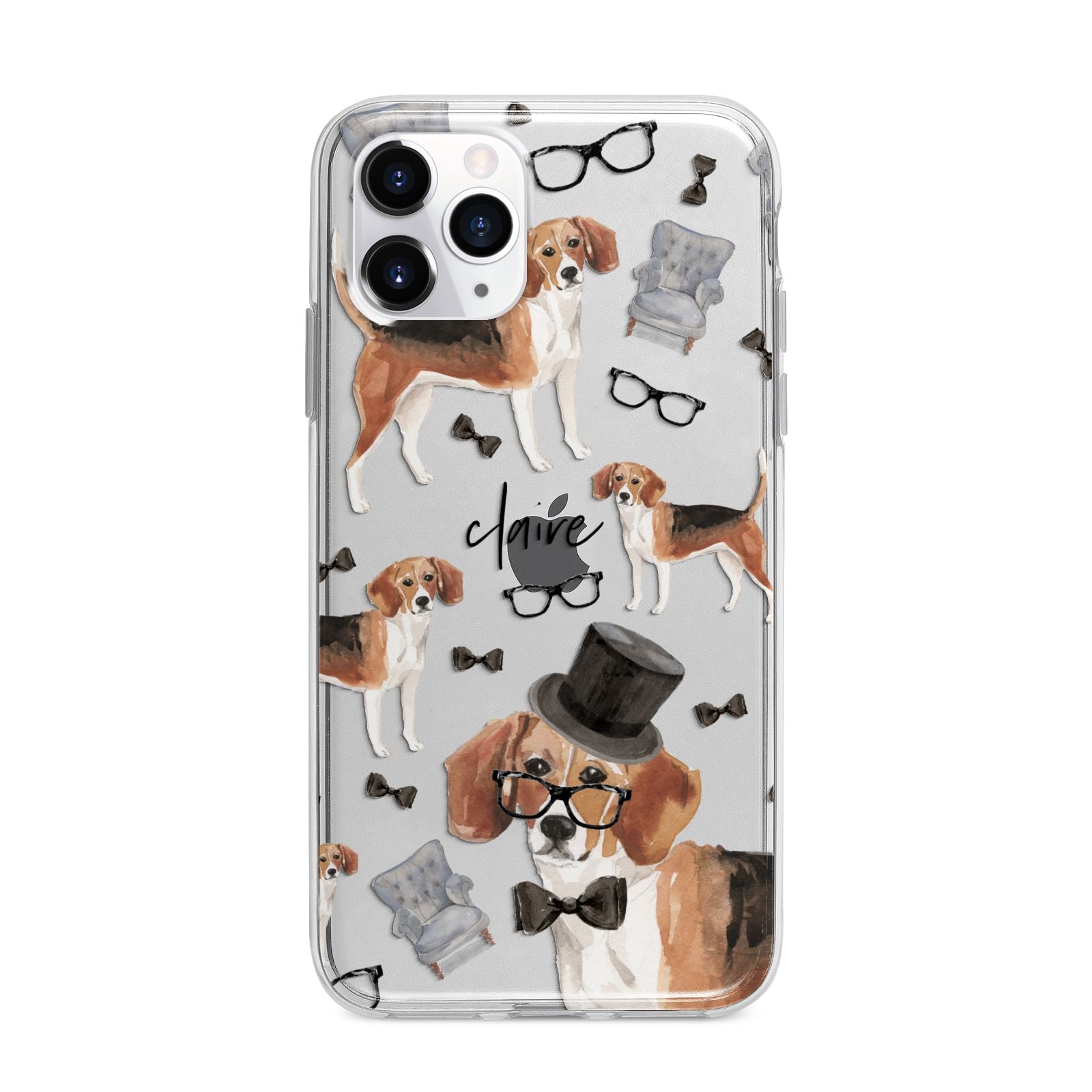 Personalised Beagle Dog Apple iPhone 11 Pro Max in Silver with Bumper Case