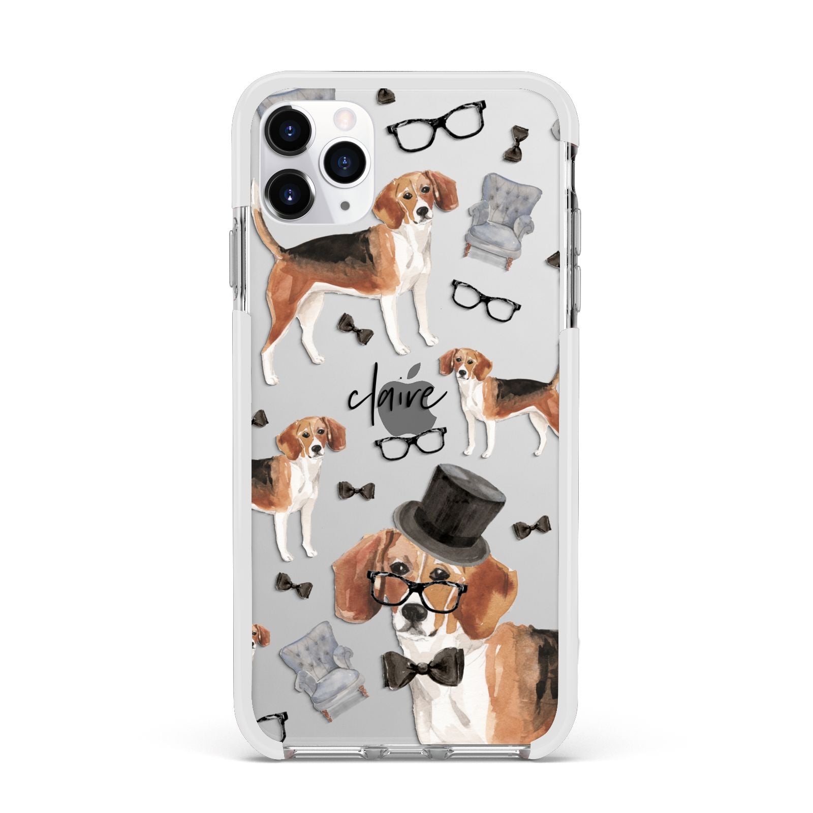 Personalised Beagle Dog Apple iPhone 11 Pro Max in Silver with White Impact Case