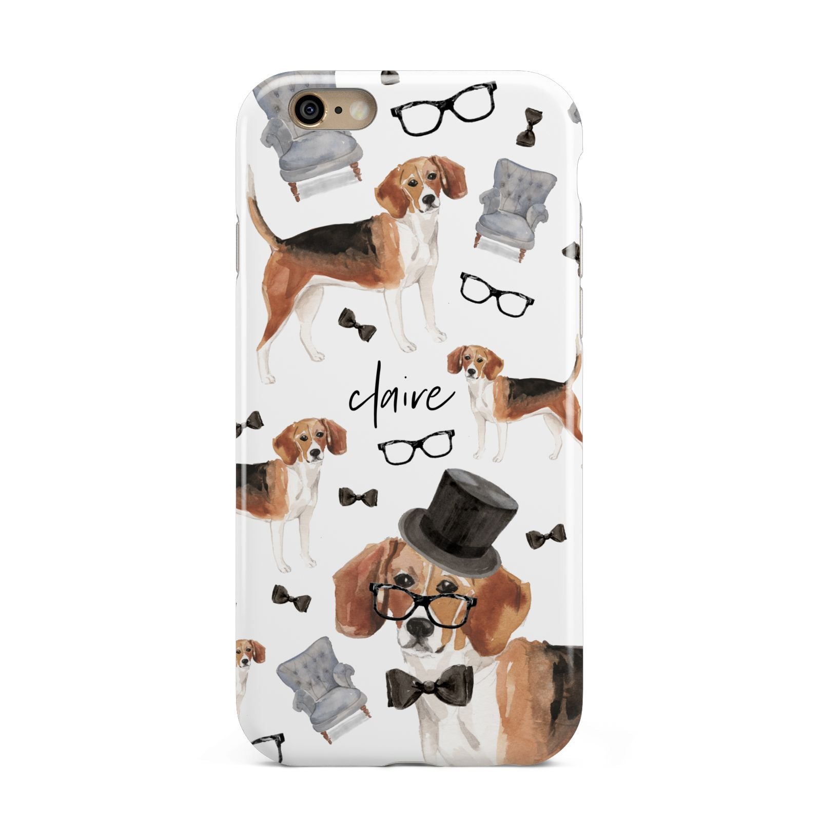 Personalised Beagle Dog Apple iPhone 6 3D Tough Case