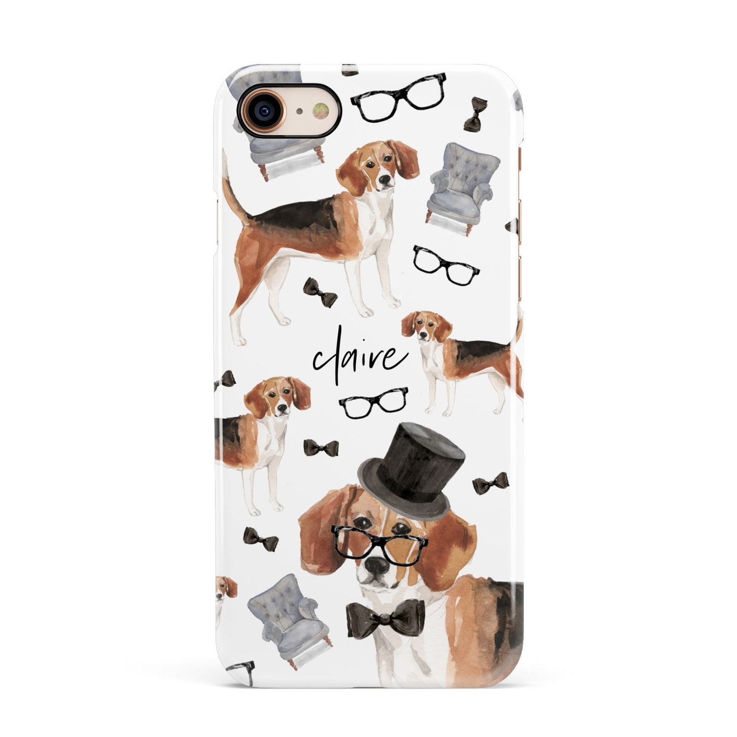 Personalised Beagle Dog Apple iPhone 7 8 3D Snap Case