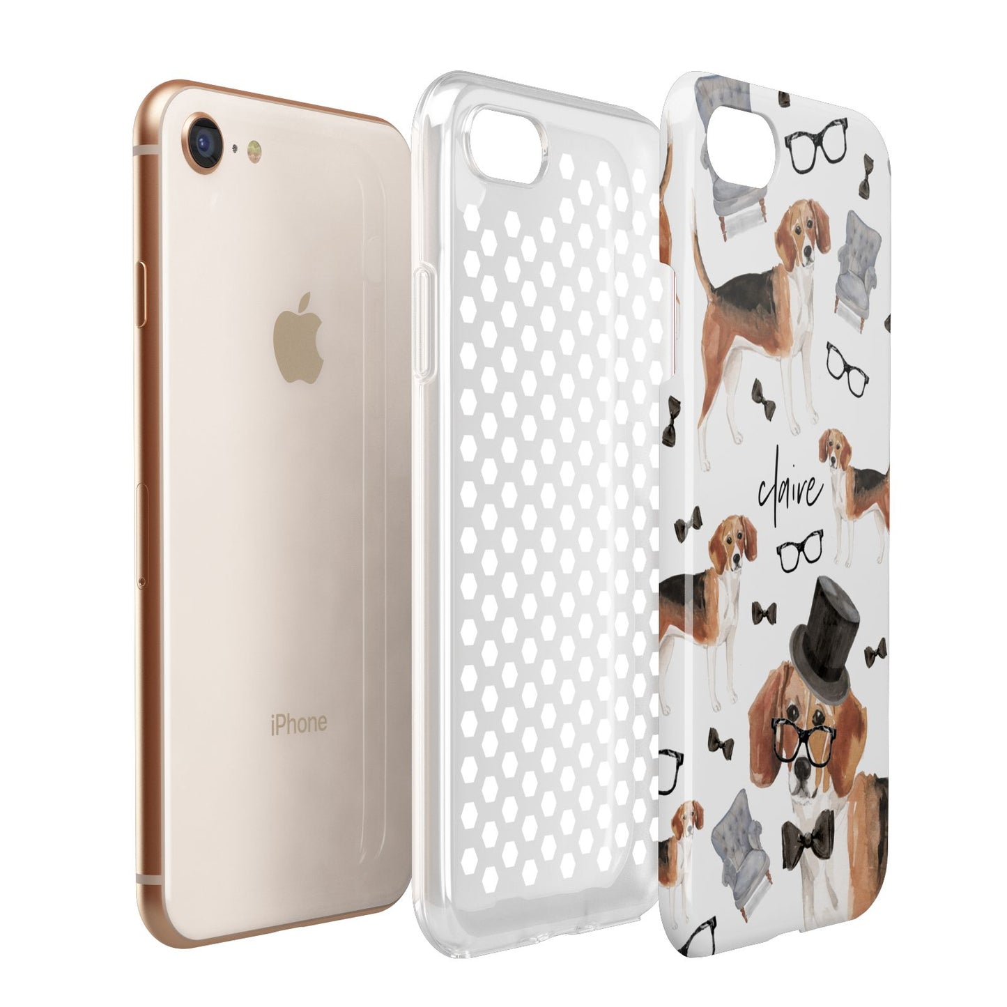 Personalised Beagle Dog Apple iPhone 7 8 3D Tough Case Expanded View