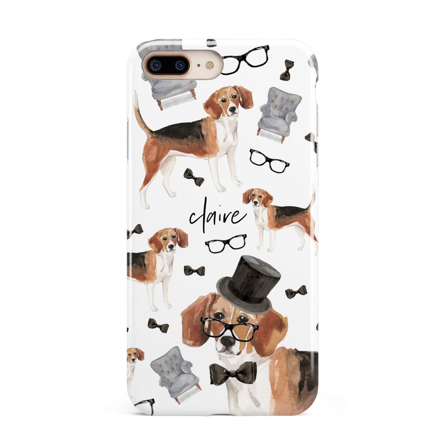 Personalised Beagle Dog Apple iPhone 7 8 Plus 3D Tough Case