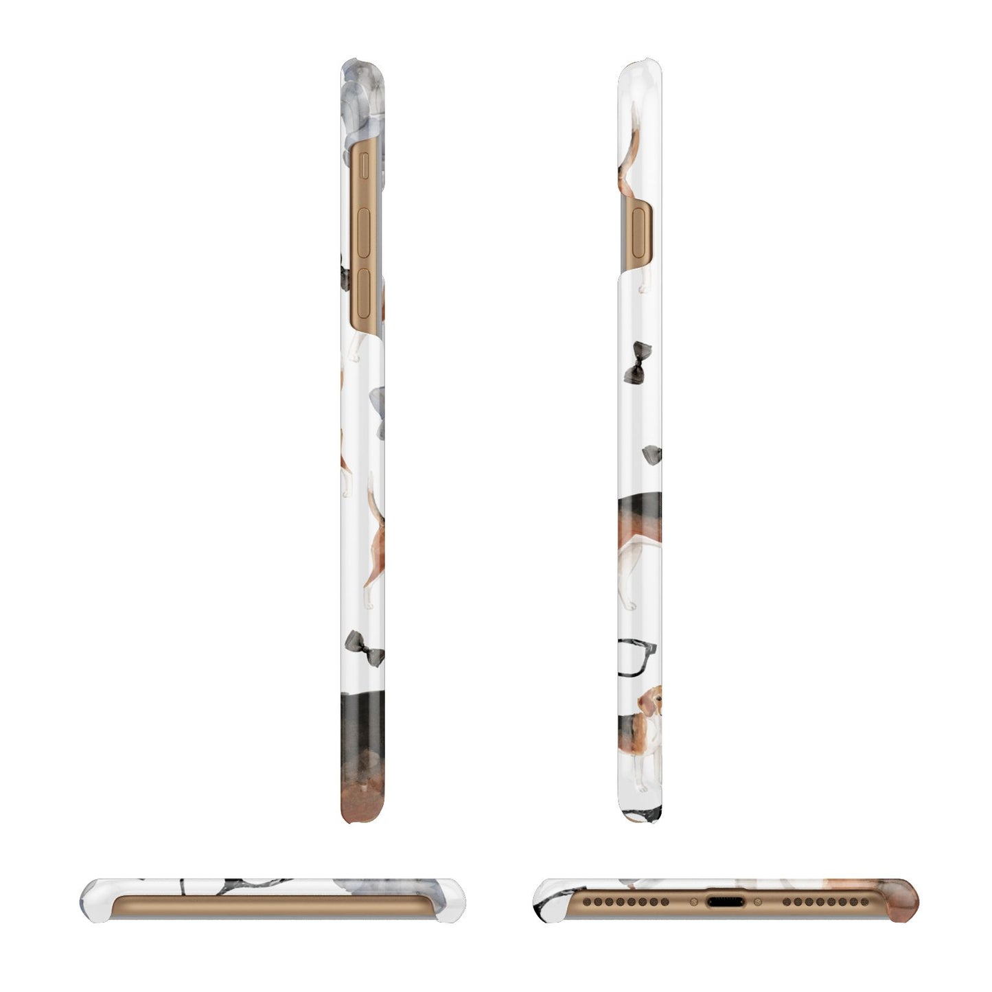 Personalised Beagle Dog Apple iPhone 7 Plus 3D Wrap Snap Case Angled Images