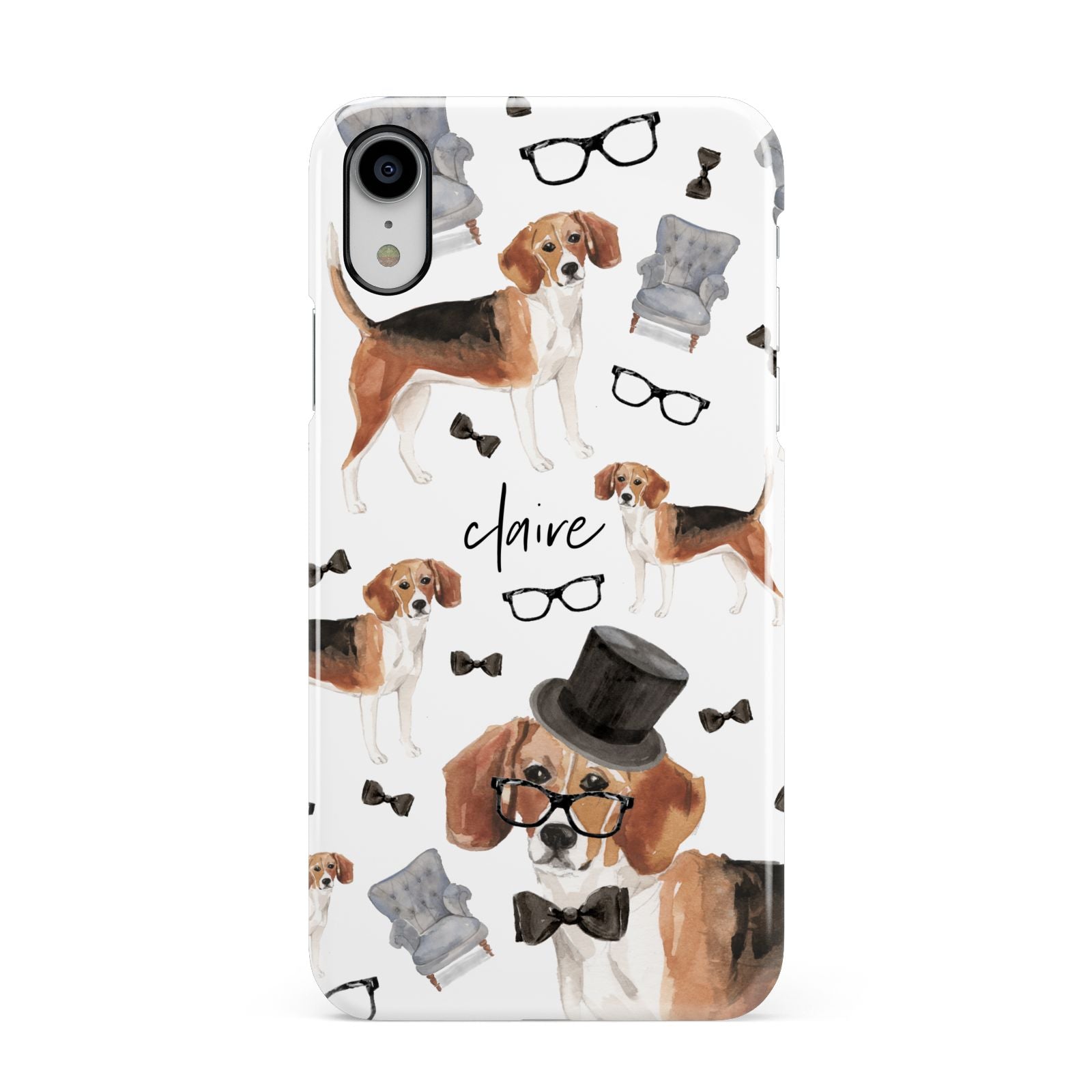 Personalised Beagle Dog Apple iPhone XR White 3D Snap Case