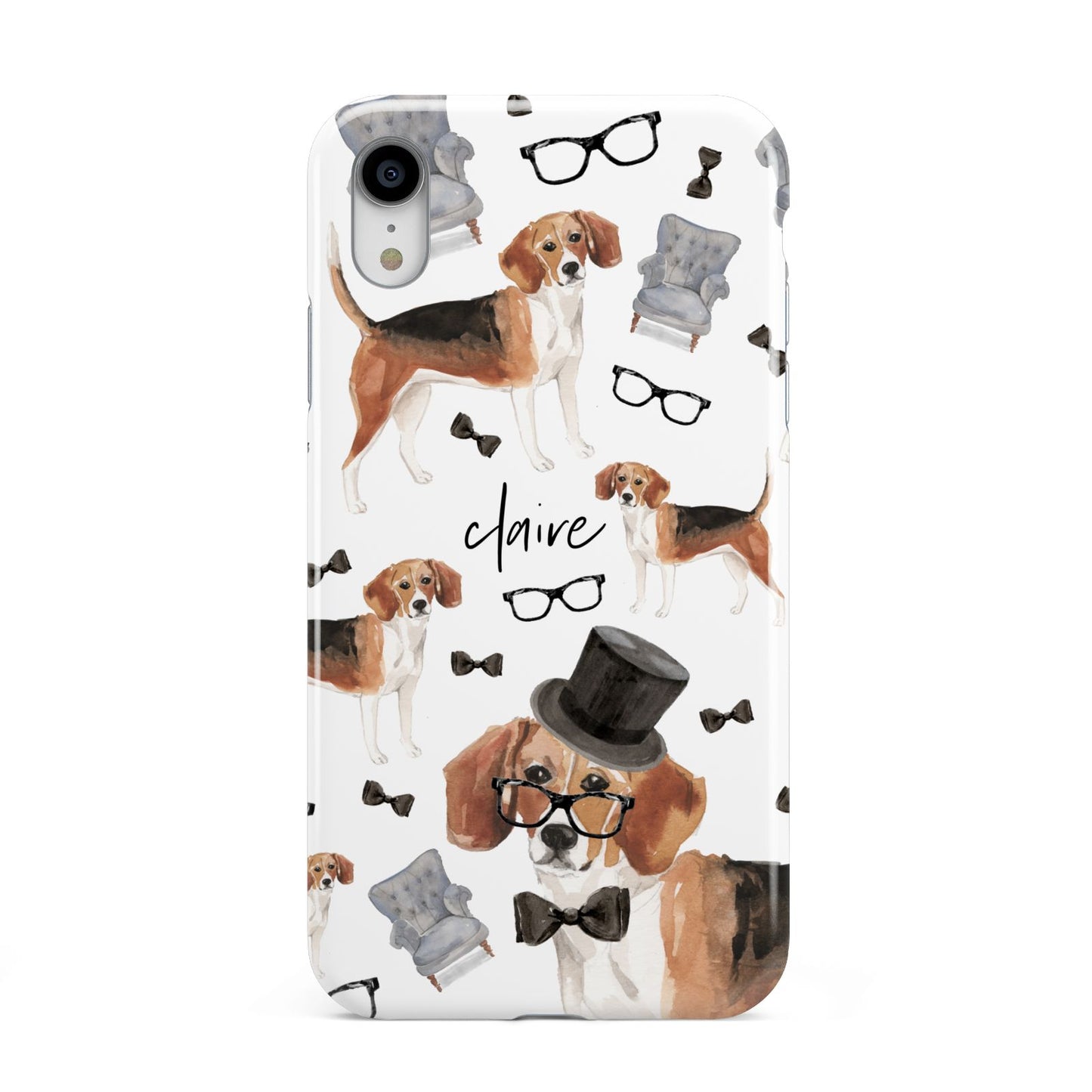 Personalised Beagle Dog Apple iPhone XR White 3D Tough Case