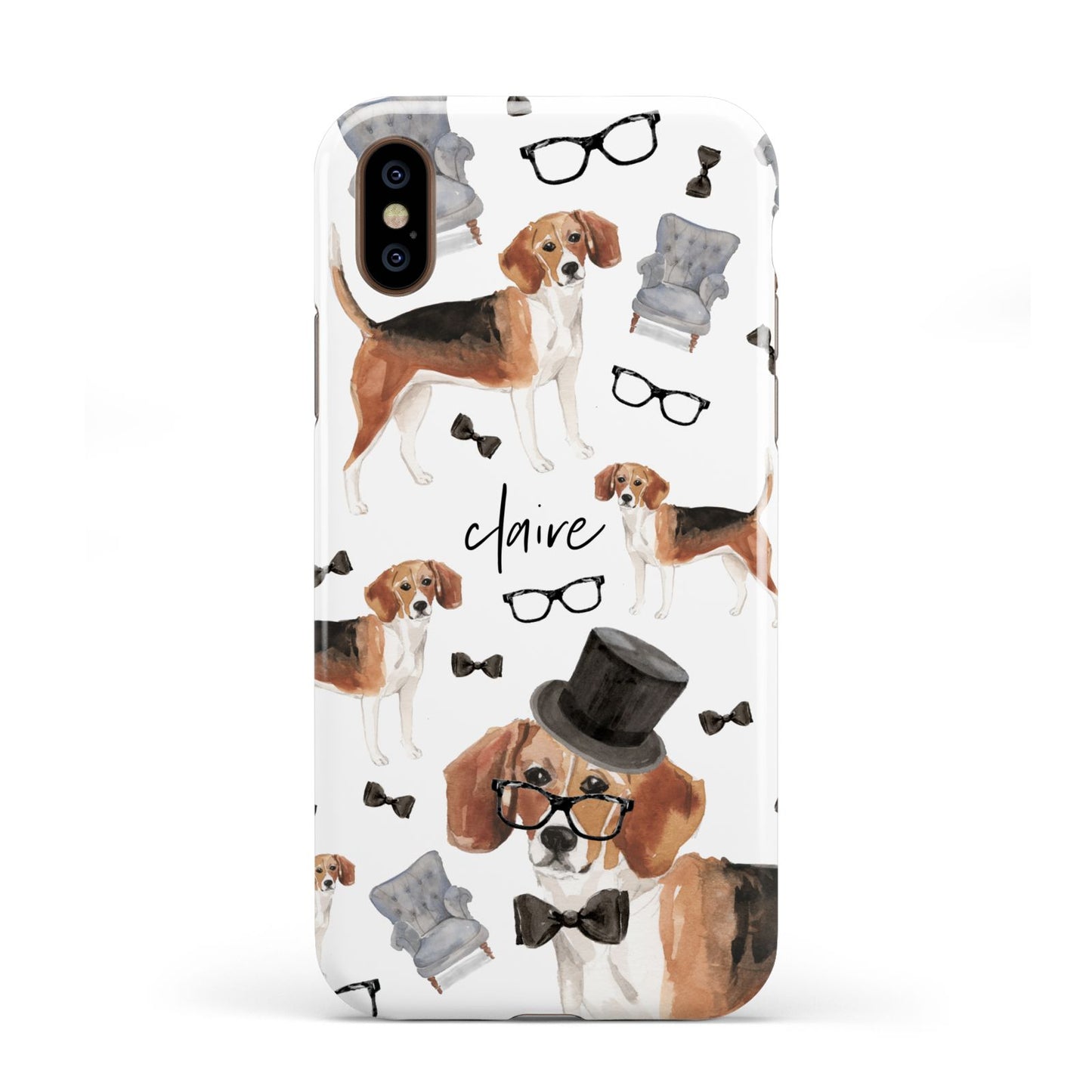Personalised Beagle Dog Apple iPhone XS 3D Tough