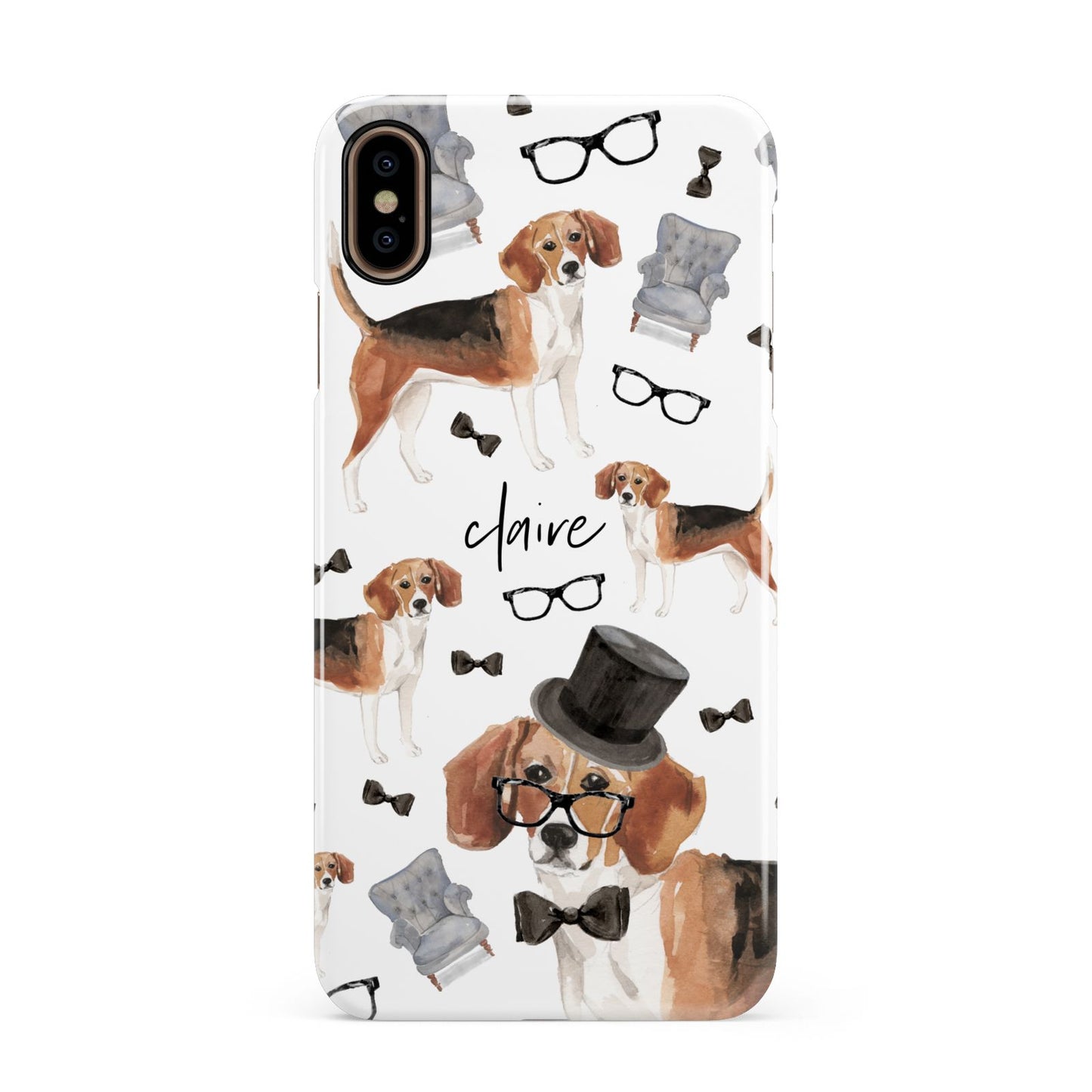 Personalised Beagle Dog Apple iPhone Xs Max 3D Snap Case