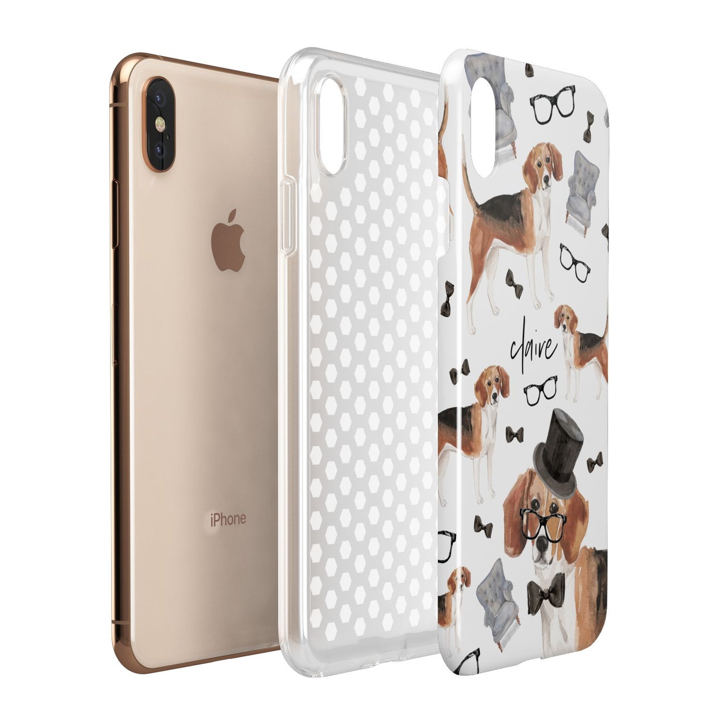Personalised Beagle Dog Apple iPhone Xs Max 3D Tough Case Expanded View