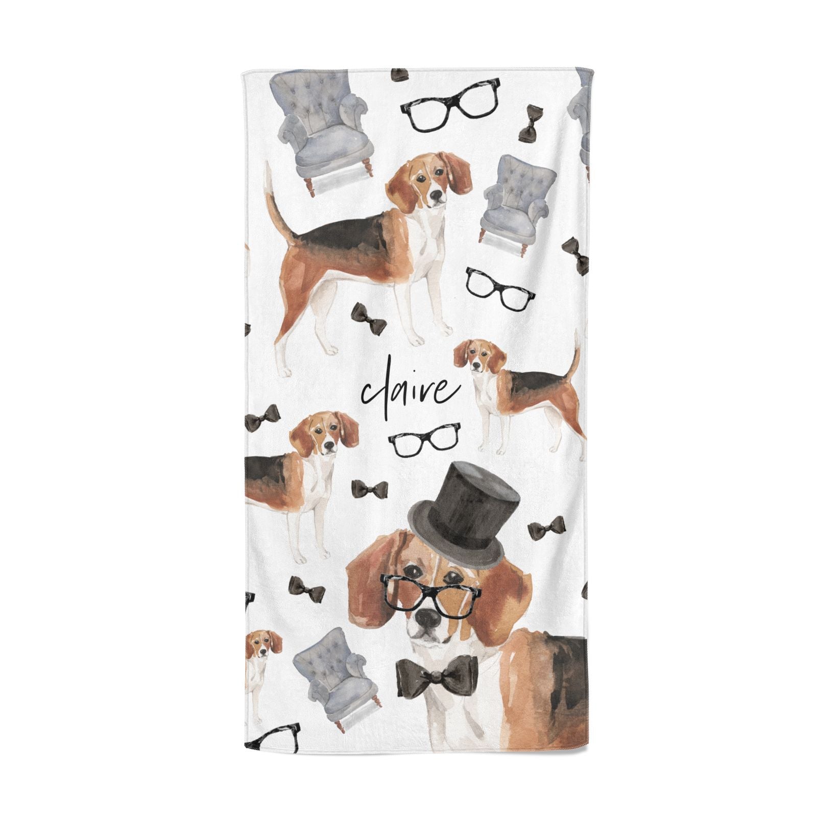 Personalised Beagle Dog Beach Towel