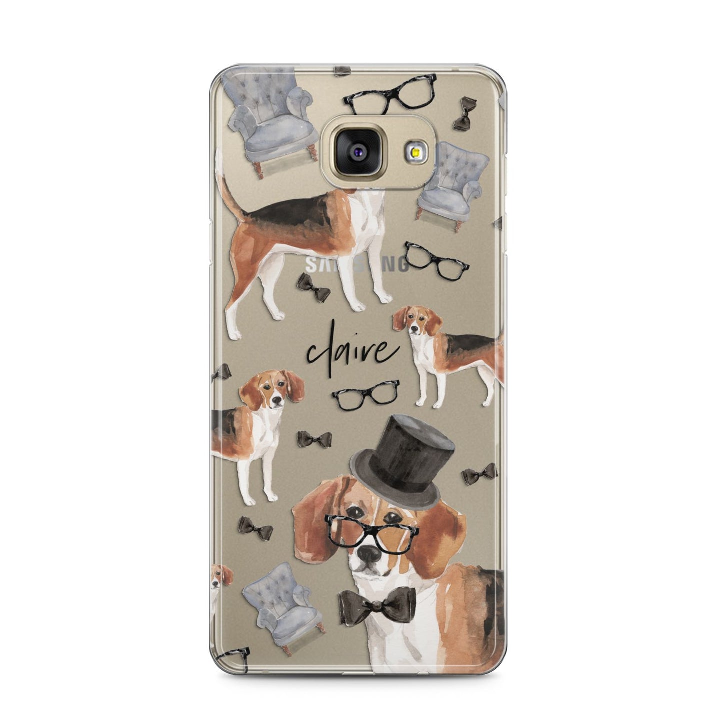 Personalised Beagle Dog Samsung Galaxy A5 2016 Case on gold phone
