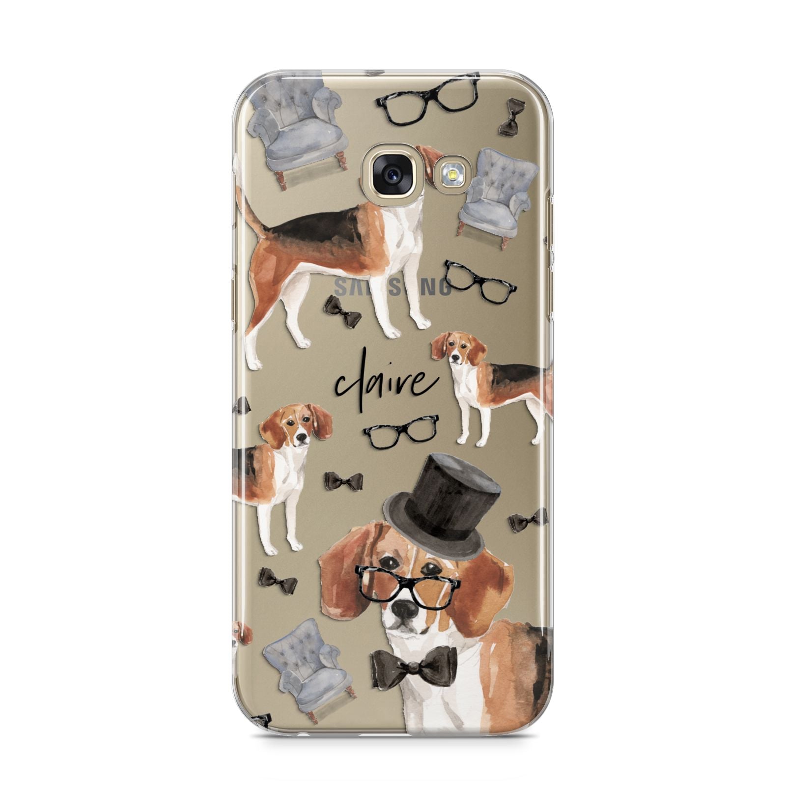 Personalised Beagle Dog Samsung Galaxy A5 2017 Case on gold phone