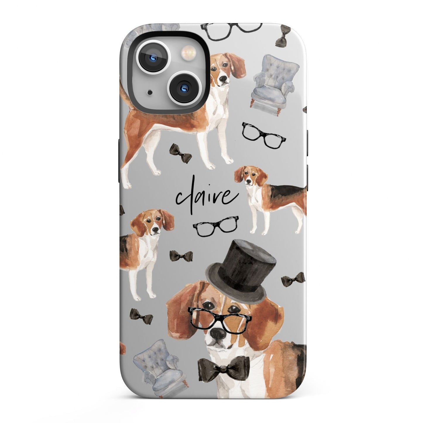Personalised Beagle Dog iPhone 13 Full Wrap 3D Tough Case