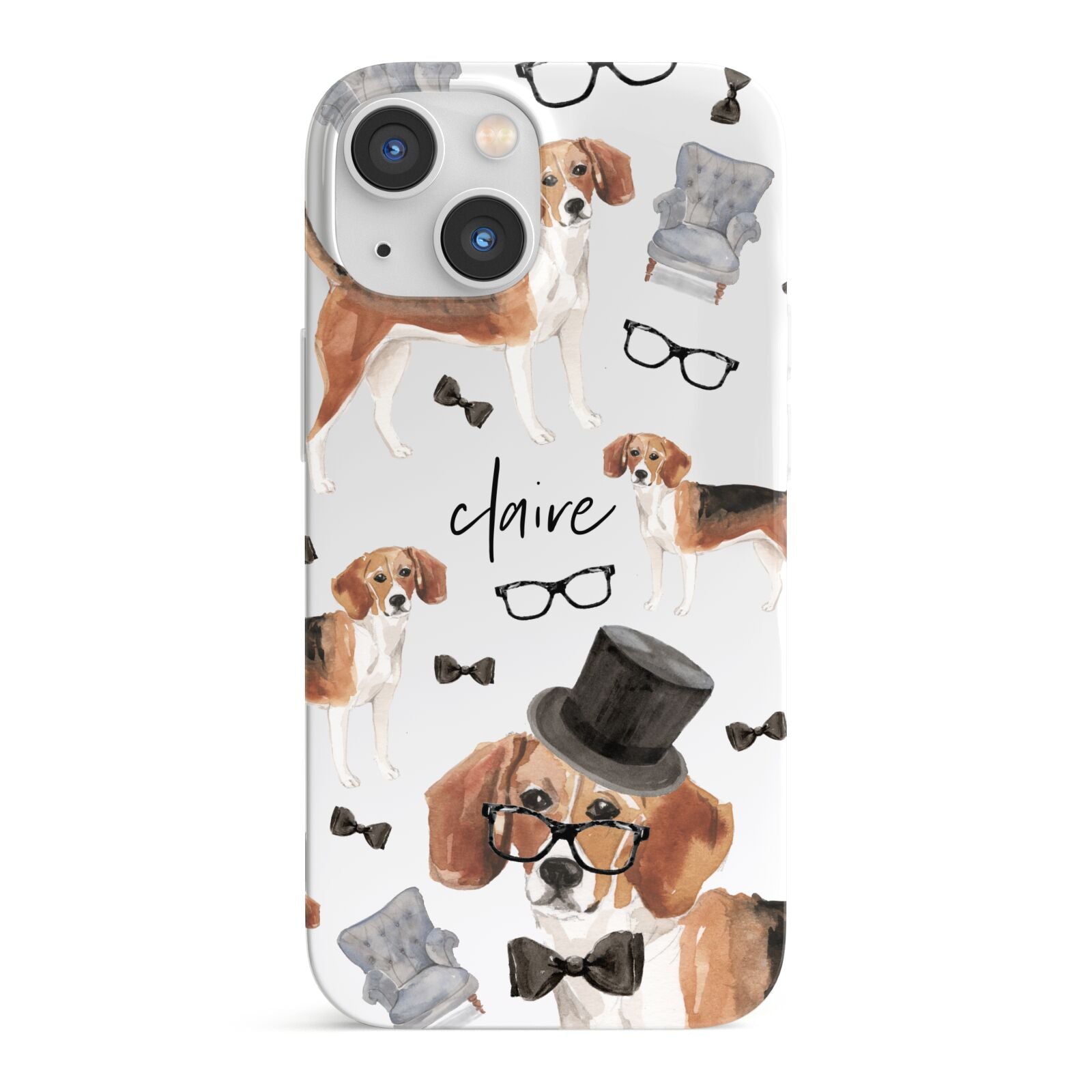 Personalised Beagle Dog iPhone 13 Mini Full Wrap 3D Snap Case