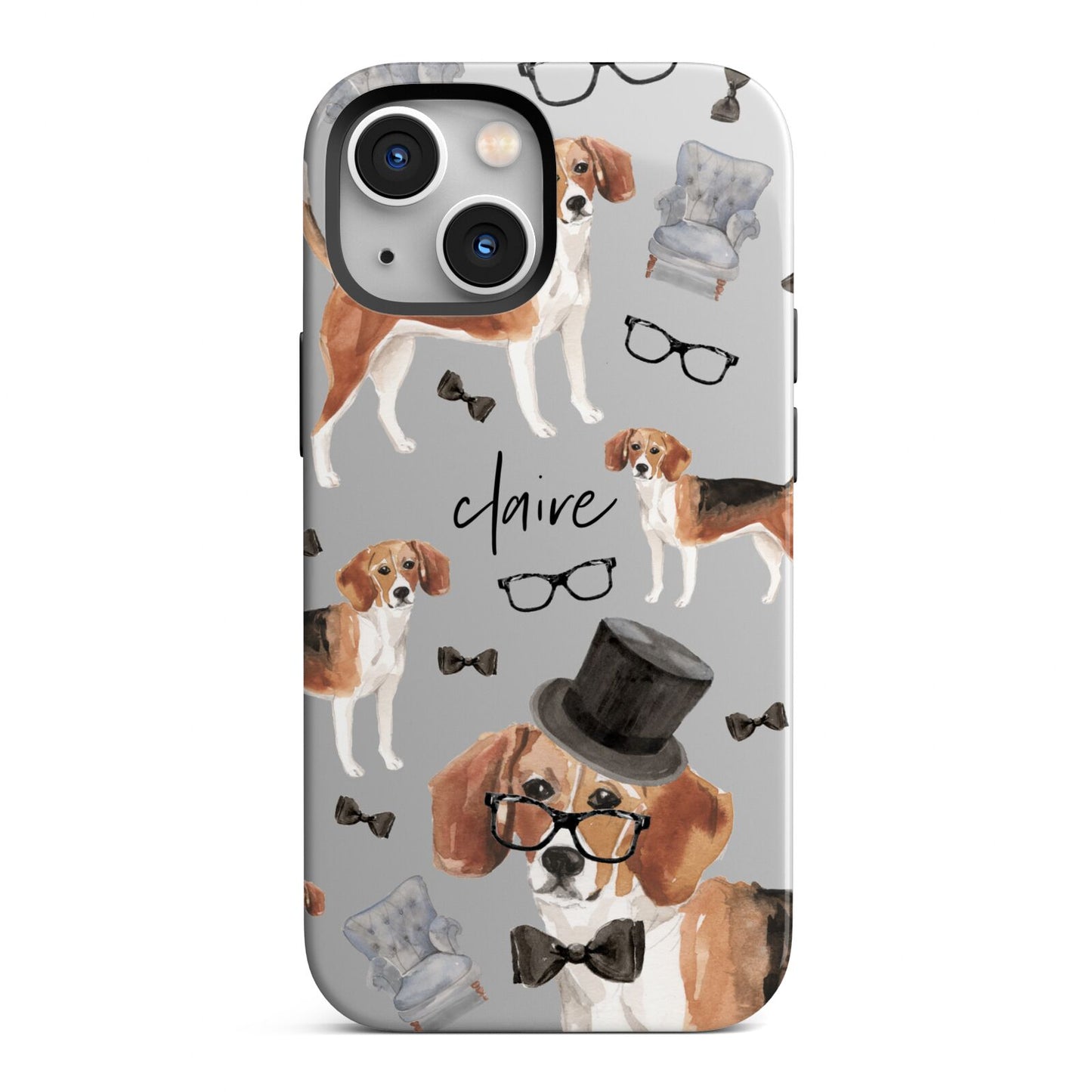 Personalised Beagle Dog iPhone 13 Mini Full Wrap 3D Tough Case