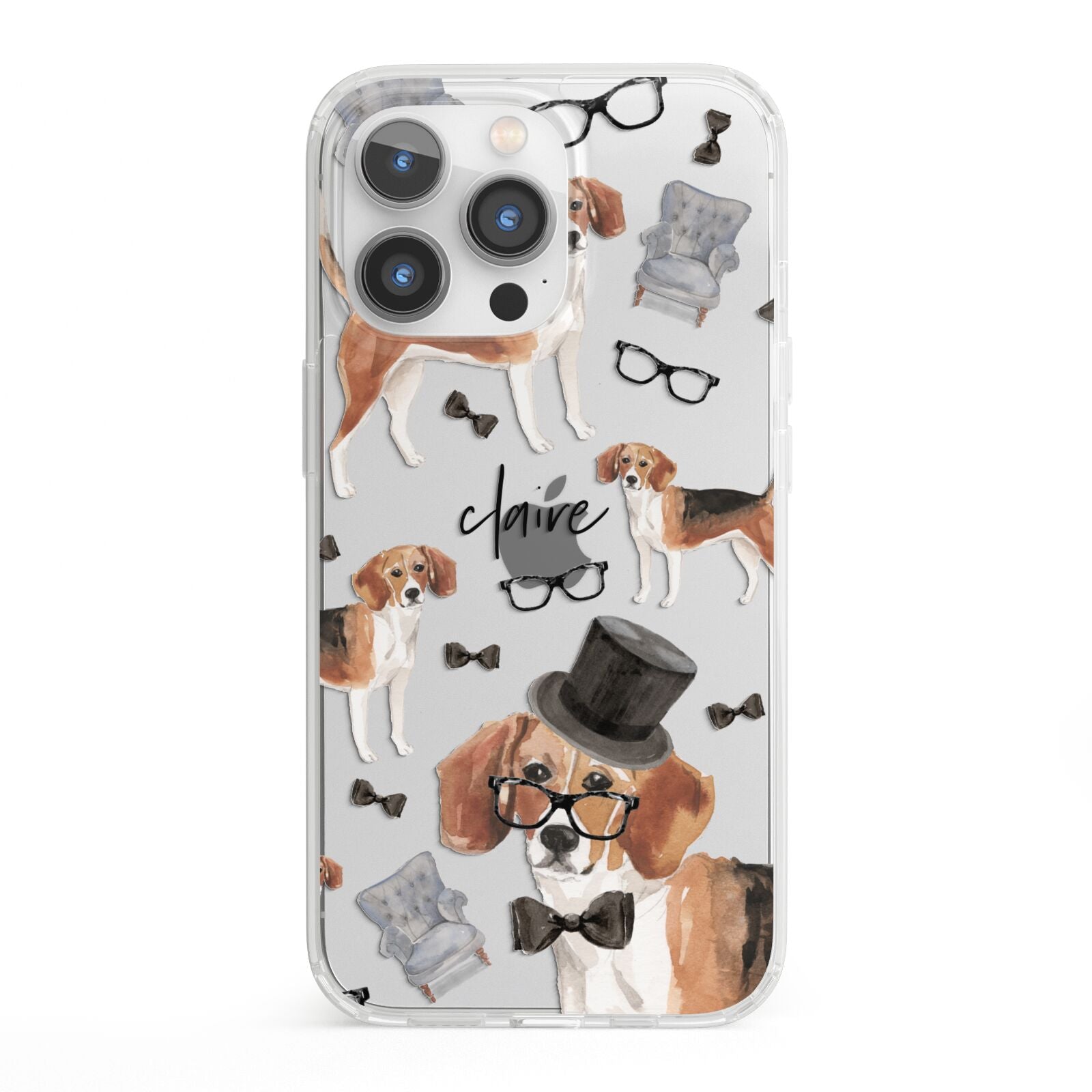 Personalised Beagle Dog iPhone 13 Pro Clear Bumper Case