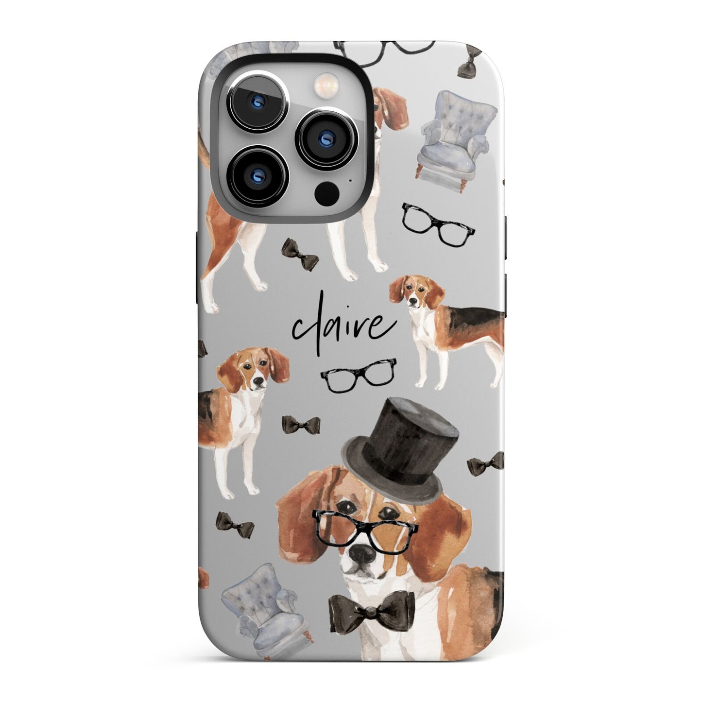 Personalised Beagle Dog iPhone 13 Pro Full Wrap 3D Tough Case