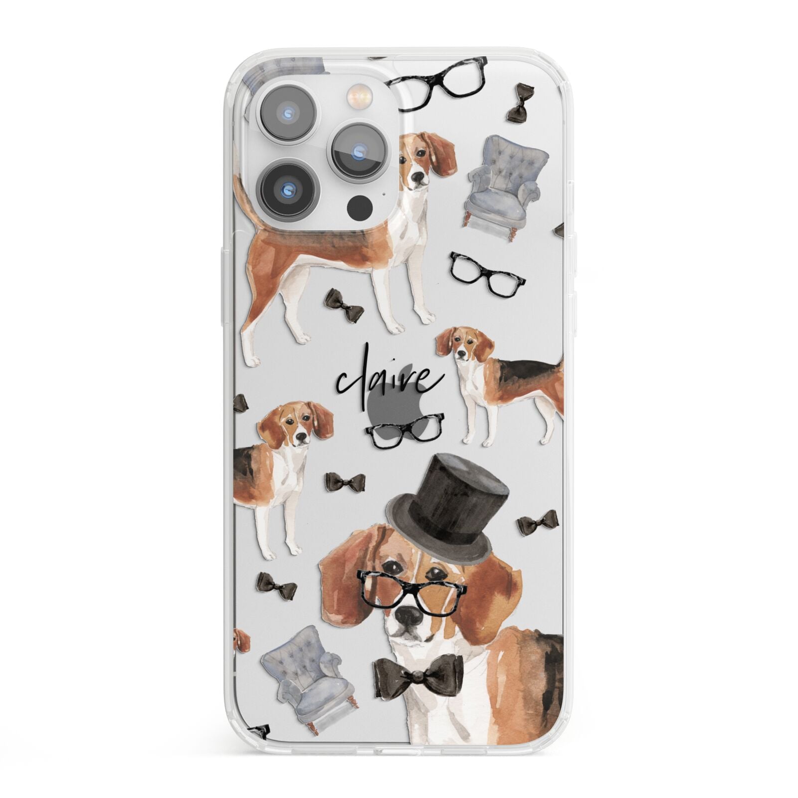 Personalised Beagle Dog iPhone 13 Pro Max Clear Bumper Case
