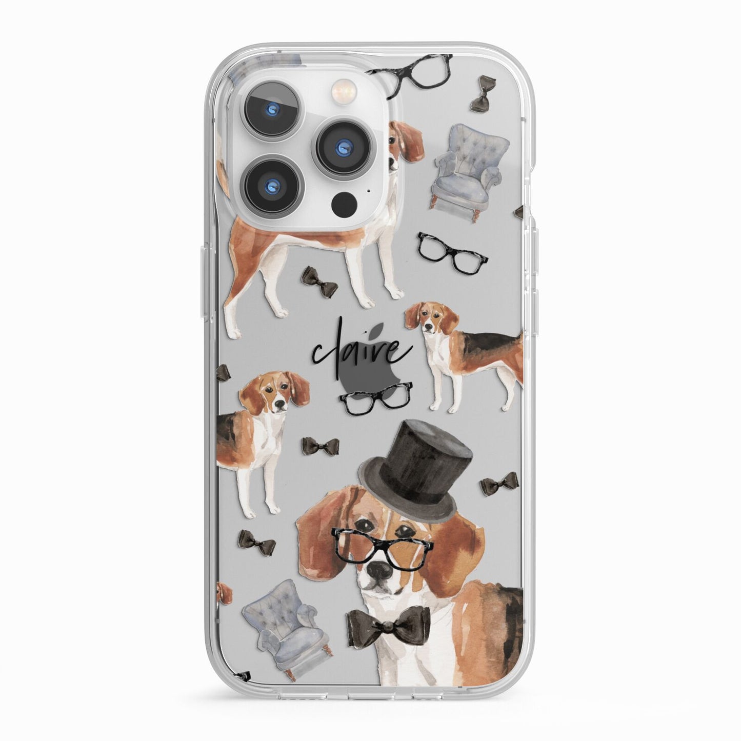 Personalised Beagle Dog iPhone 13 Pro TPU Impact Case with White Edges