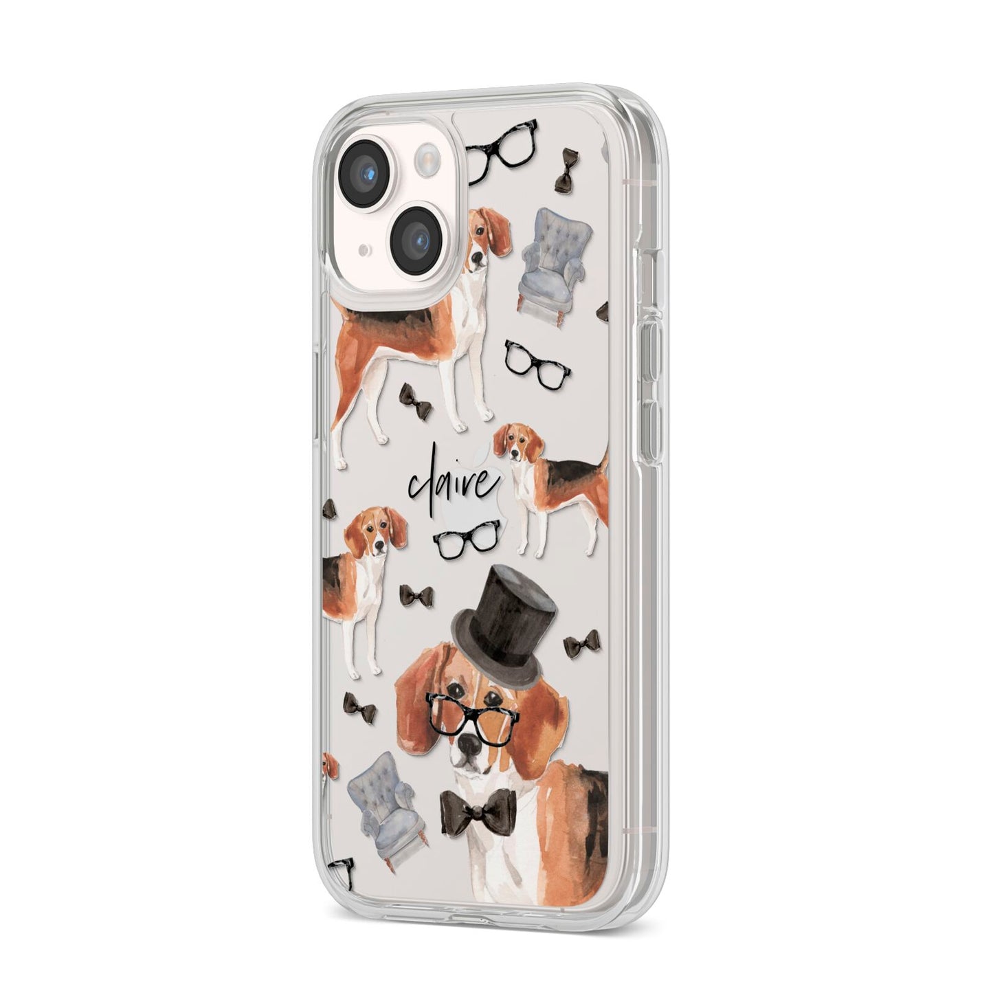 Personalised Beagle Dog iPhone 14 Clear Tough Case Starlight Angled Image