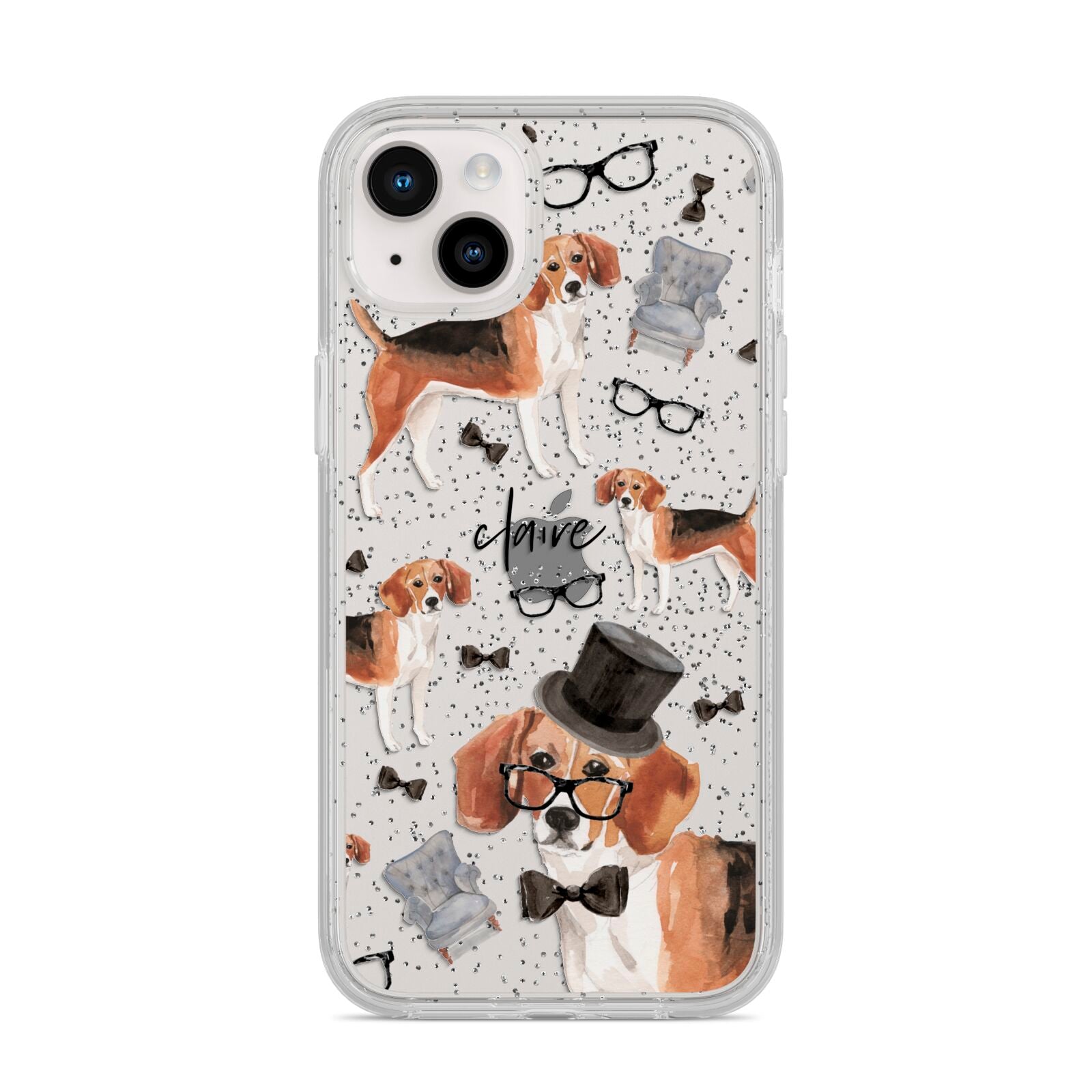 Personalised Beagle Dog iPhone 14 Plus Glitter Tough Case Starlight