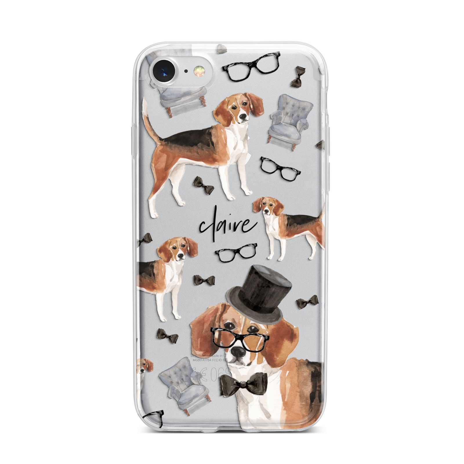 Personalised Beagle Dog iPhone 7 Bumper Case on Silver iPhone