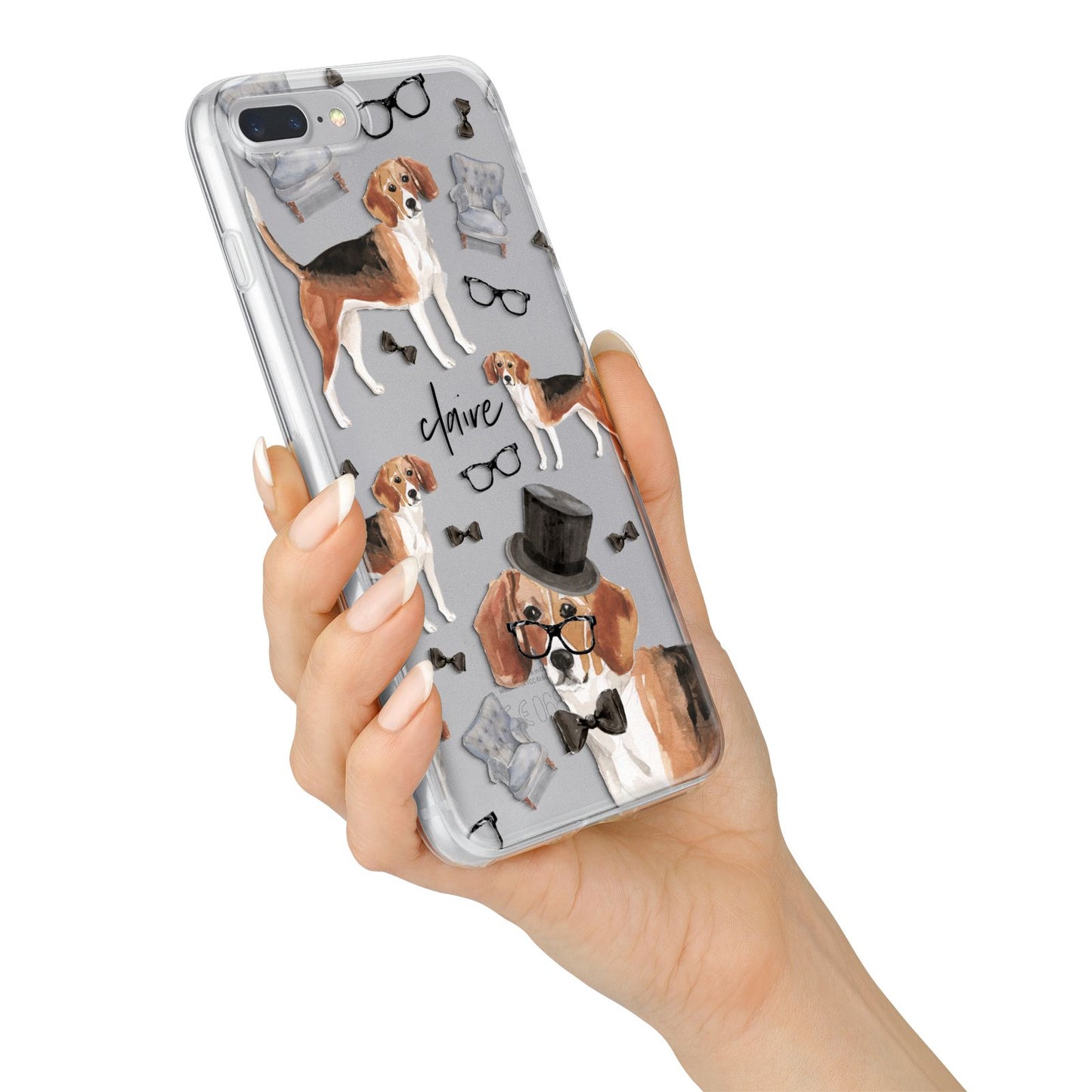 Personalised Beagle Dog iPhone 7 Plus Bumper Case on Silver iPhone Alternative Image