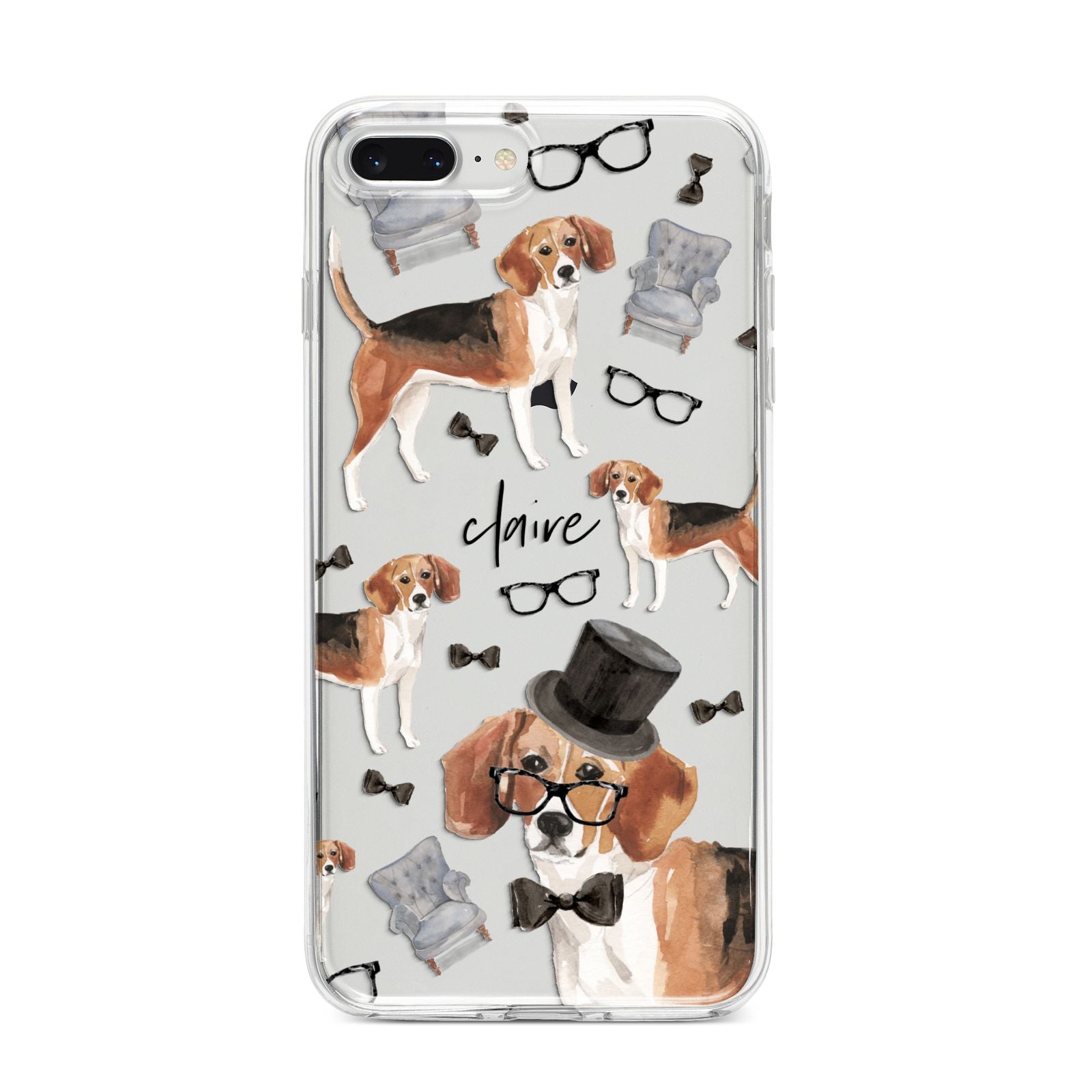 Personalised Beagle Dog iPhone 8 Plus Bumper Case on Silver iPhone