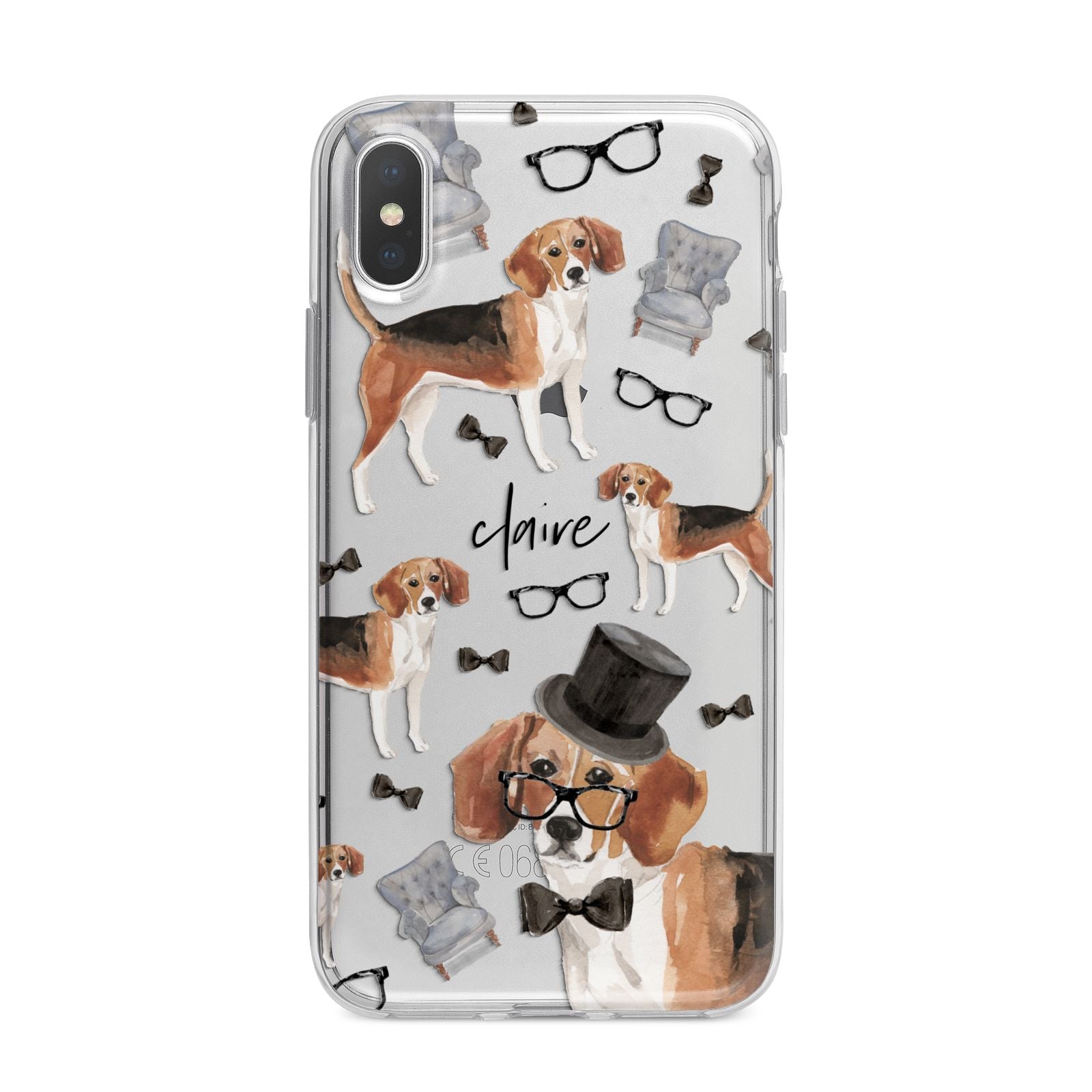 Personalised Beagle Dog iPhone X Bumper Case on Silver iPhone Alternative Image 1