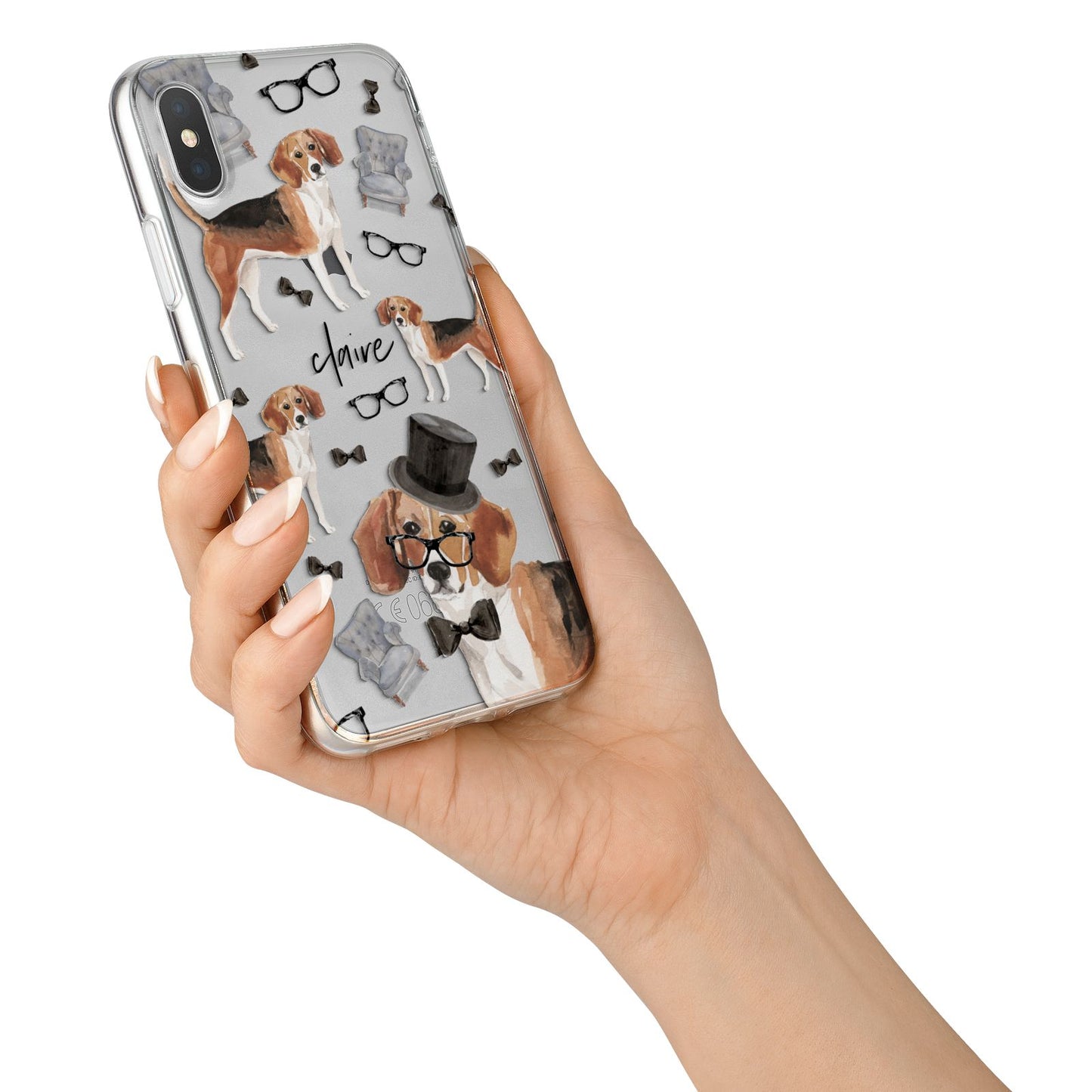 Personalised Beagle Dog iPhone X Bumper Case on Silver iPhone Alternative Image 2