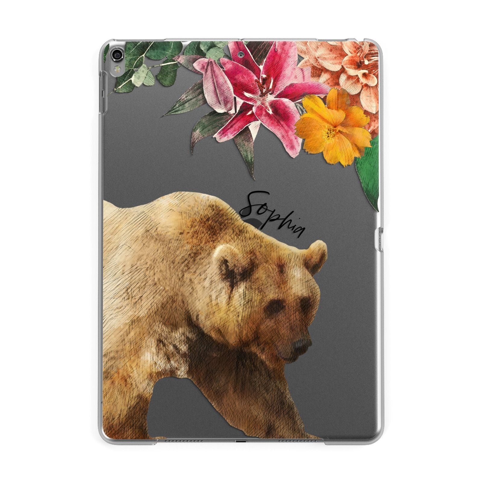 Personalised Bear Apple iPad Grey Case