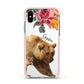 Personalised Bear Apple iPhone Xs Impact Case Pink Edge on Silver Phone