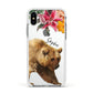 Personalised Bear Apple iPhone Xs Impact Case White Edge on Silver Phone