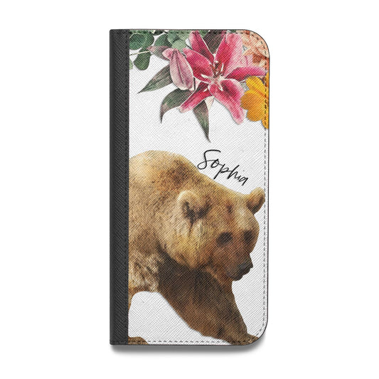 Personalised Bear Vegan Leather Flip Samsung Case