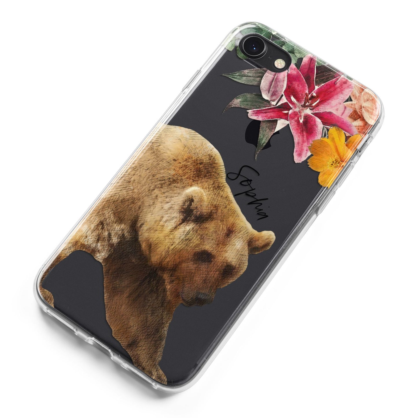 Personalised Bear iPhone 8 Bumper Case on Black iPhone Alternative Image