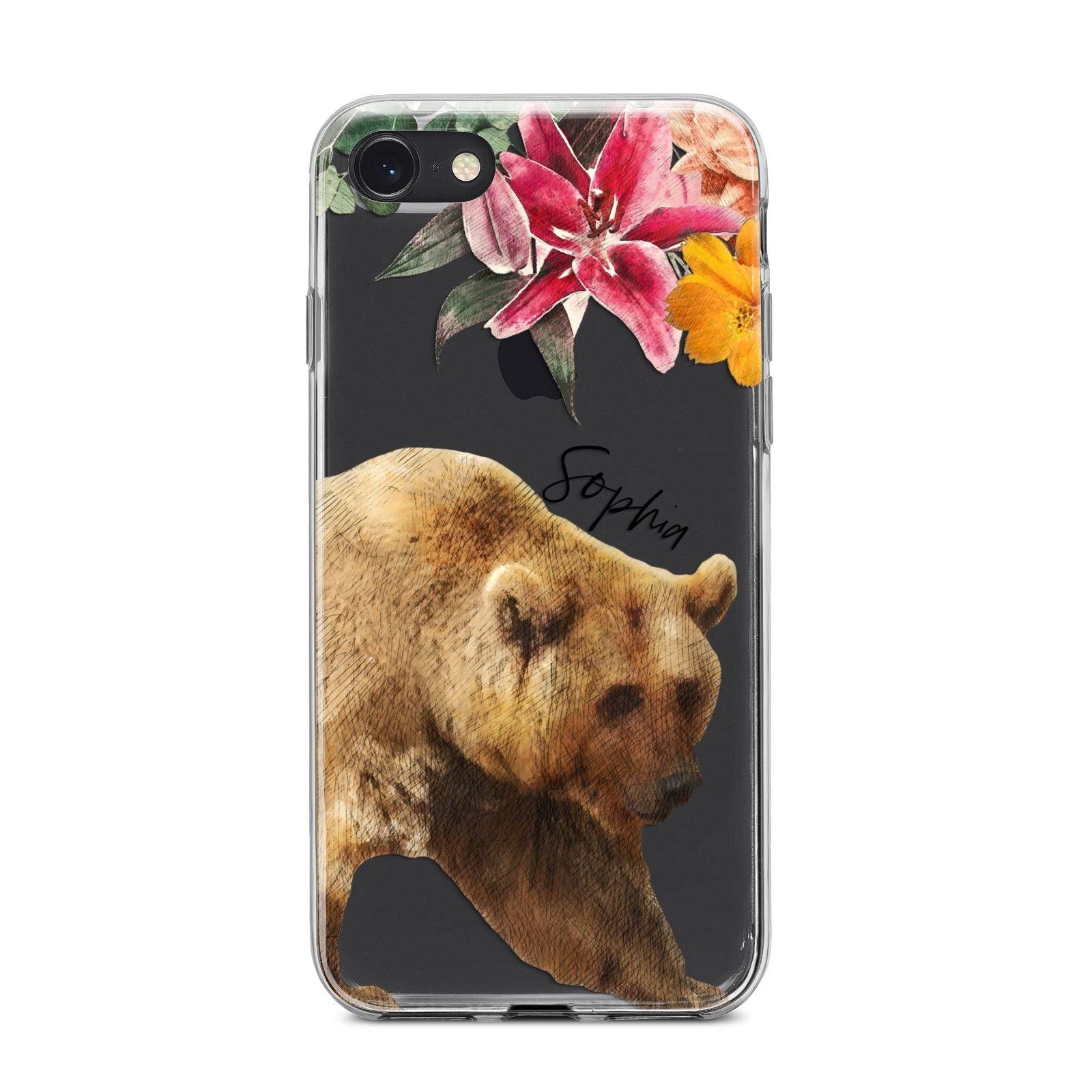 Personalised Bear iPhone 8 Bumper Case on Black iPhone